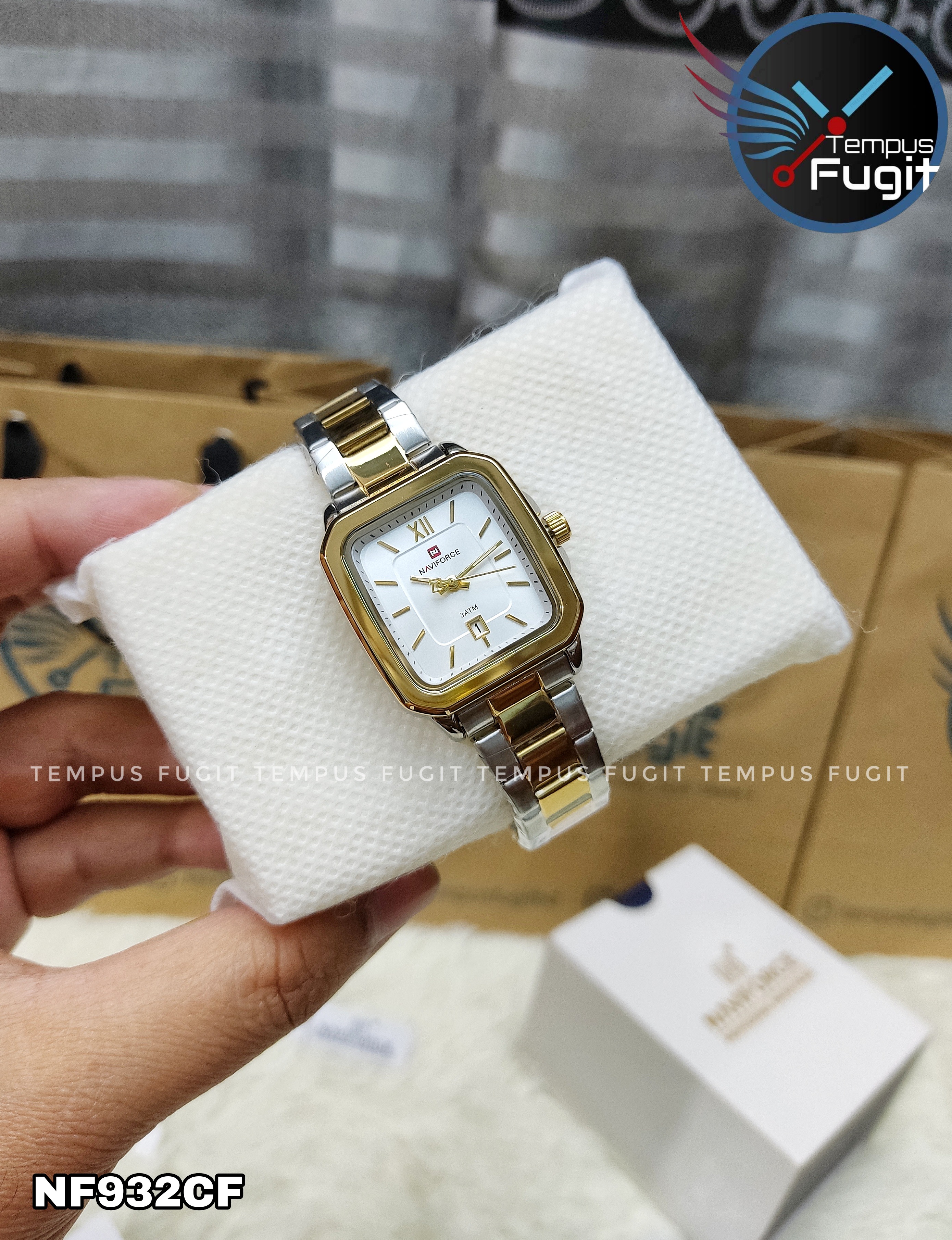 Naviforce 9239 Ladies Chain Watch- Silver Dial- Golden Bezel- Silver+ Golden Chain- TF Code NF932CF_img_8