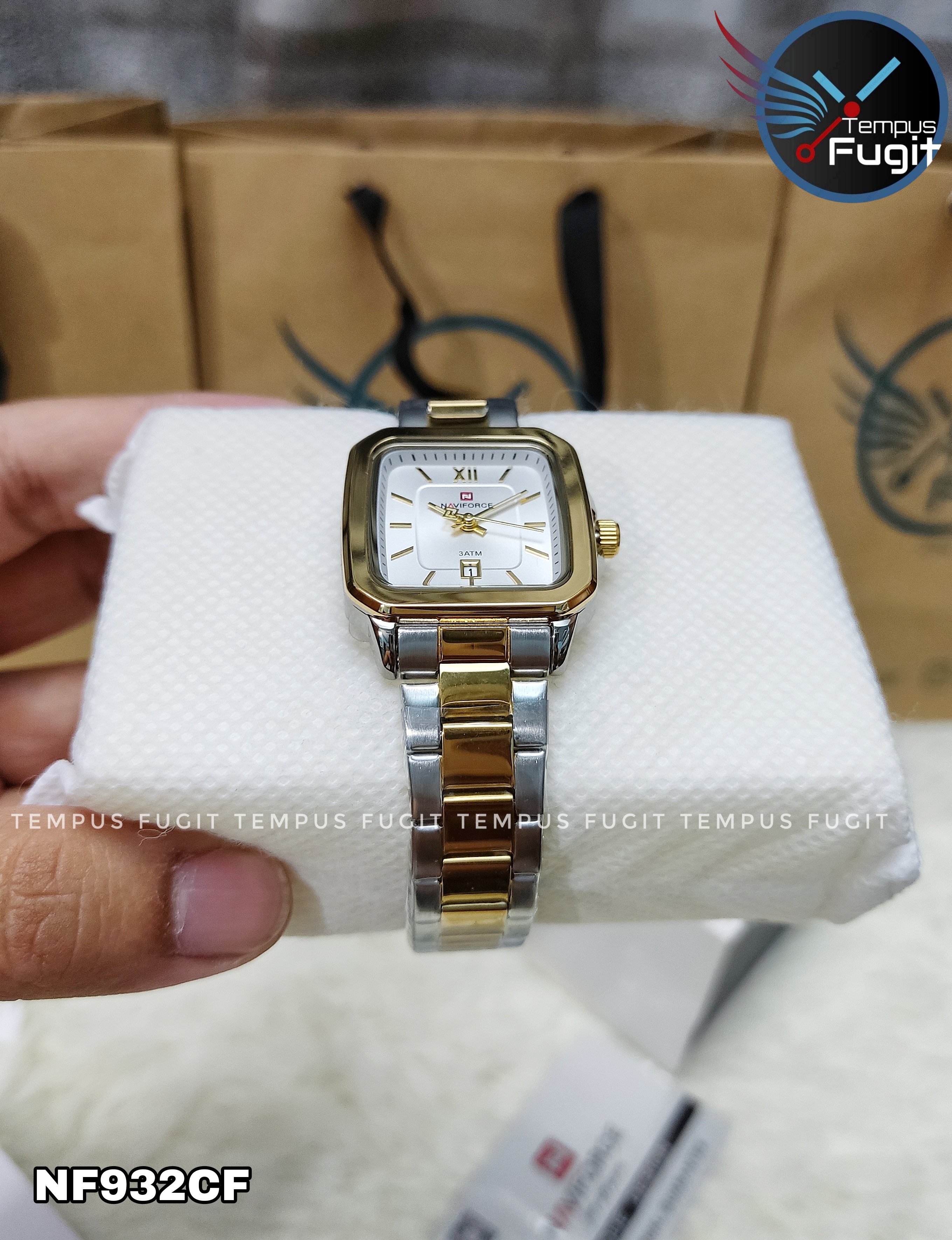 Naviforce 9239 Ladies Chain Watch- Silver Dial- Golden Bezel- Silver+ Golden Chain- TF Code NF932CF_img_9