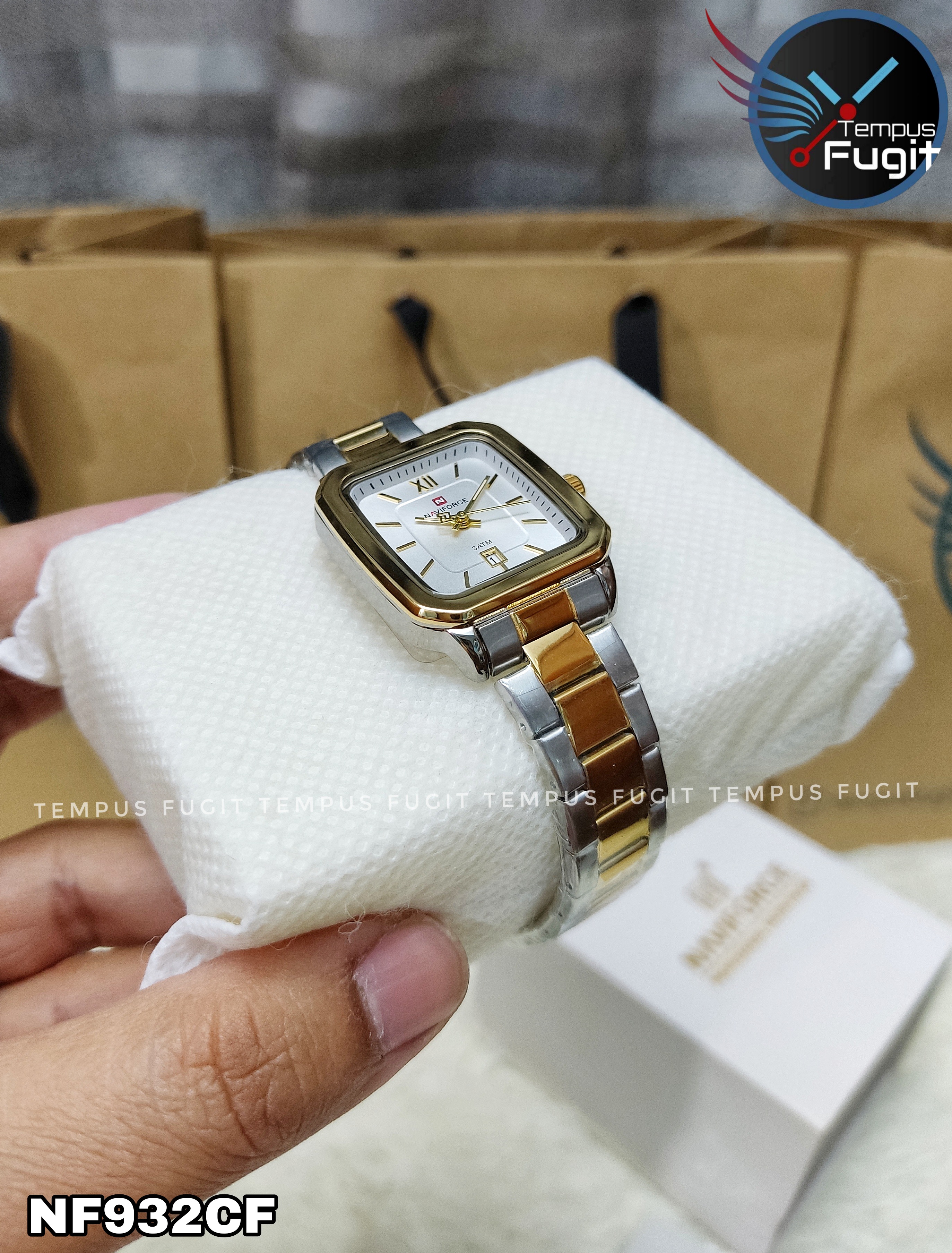 Naviforce 9239 Ladies Chain Watch- Silver Dial- Golden Bezel- Silver+ Golden Chain- TF Code NF932CF_img_10