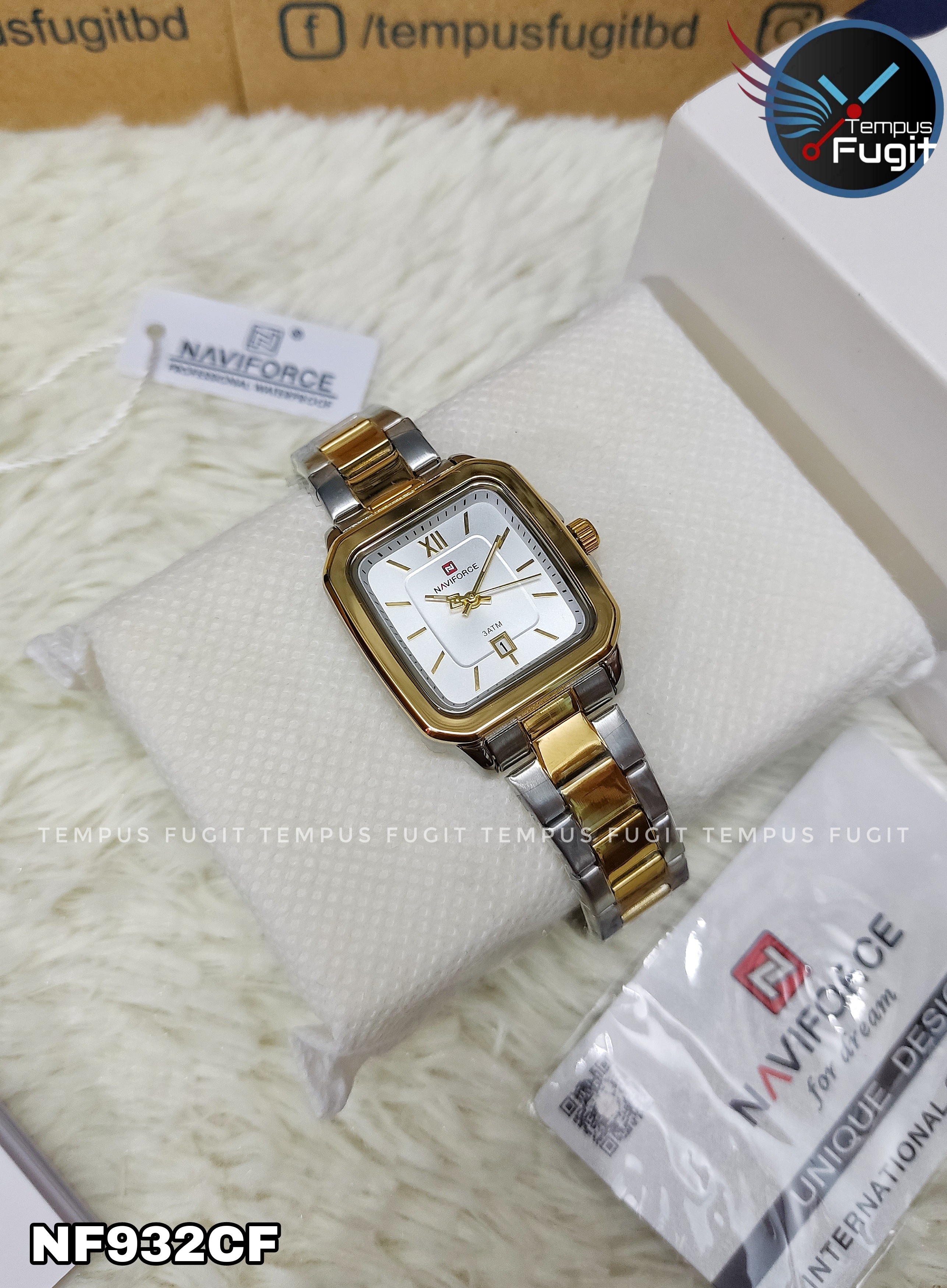 Naviforce 9239 Ladies Chain Watch- Silver Dial- Golden Bezel- Silver+ Golden Chain- TF Code NF932CF_img_11