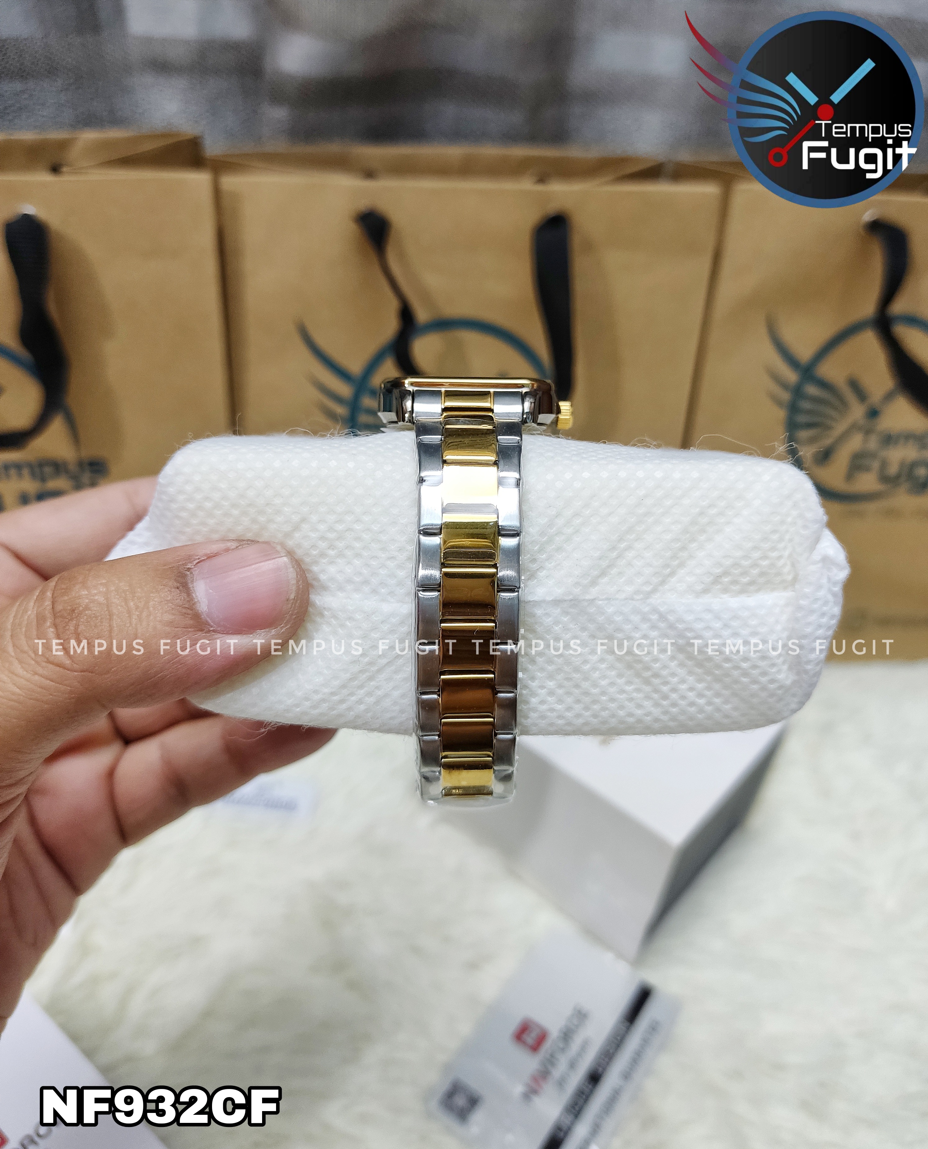 Naviforce 9239 Ladies Chain Watch- Silver Dial- Golden Bezel- Silver+ Golden Chain- TF Code NF932CF_img_13