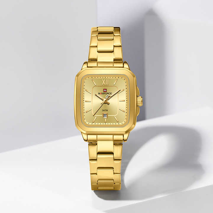 Naviforce 9239 Ladies Chain Watch- Golden Dial- Golden Bezel- Golden Chain- TF Code NF933CF_img_0