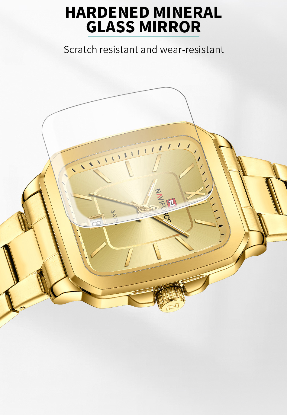 Naviforce 9239 Ladies Chain Watch- Golden Dial- Golden Bezel- Golden Chain- TF Code NF933CF_img_1