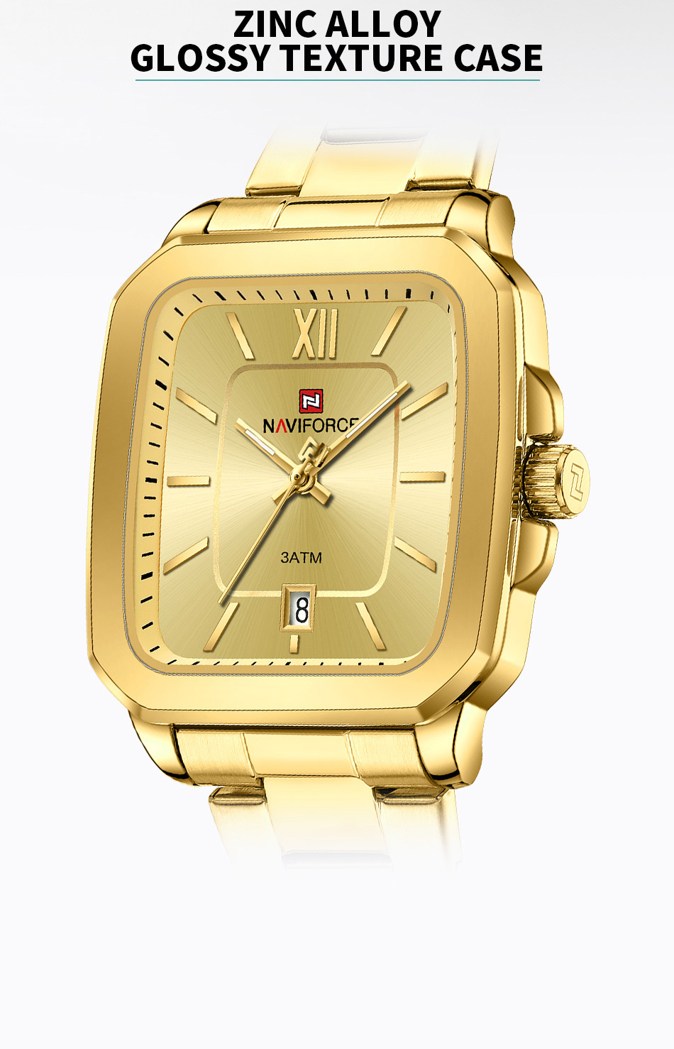 Naviforce 9239 Ladies Chain Watch- Golden Dial- Golden Bezel- Golden Chain- TF Code NF933CF_img_3