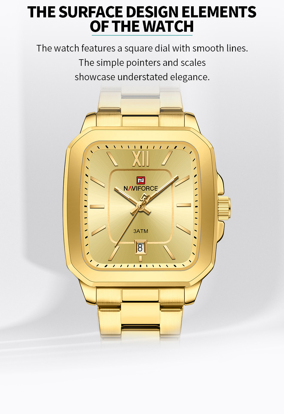 Naviforce 9239 Ladies Chain Watch- Golden Dial- Golden Bezel- Golden Chain- TF Code NF933CF_img_5