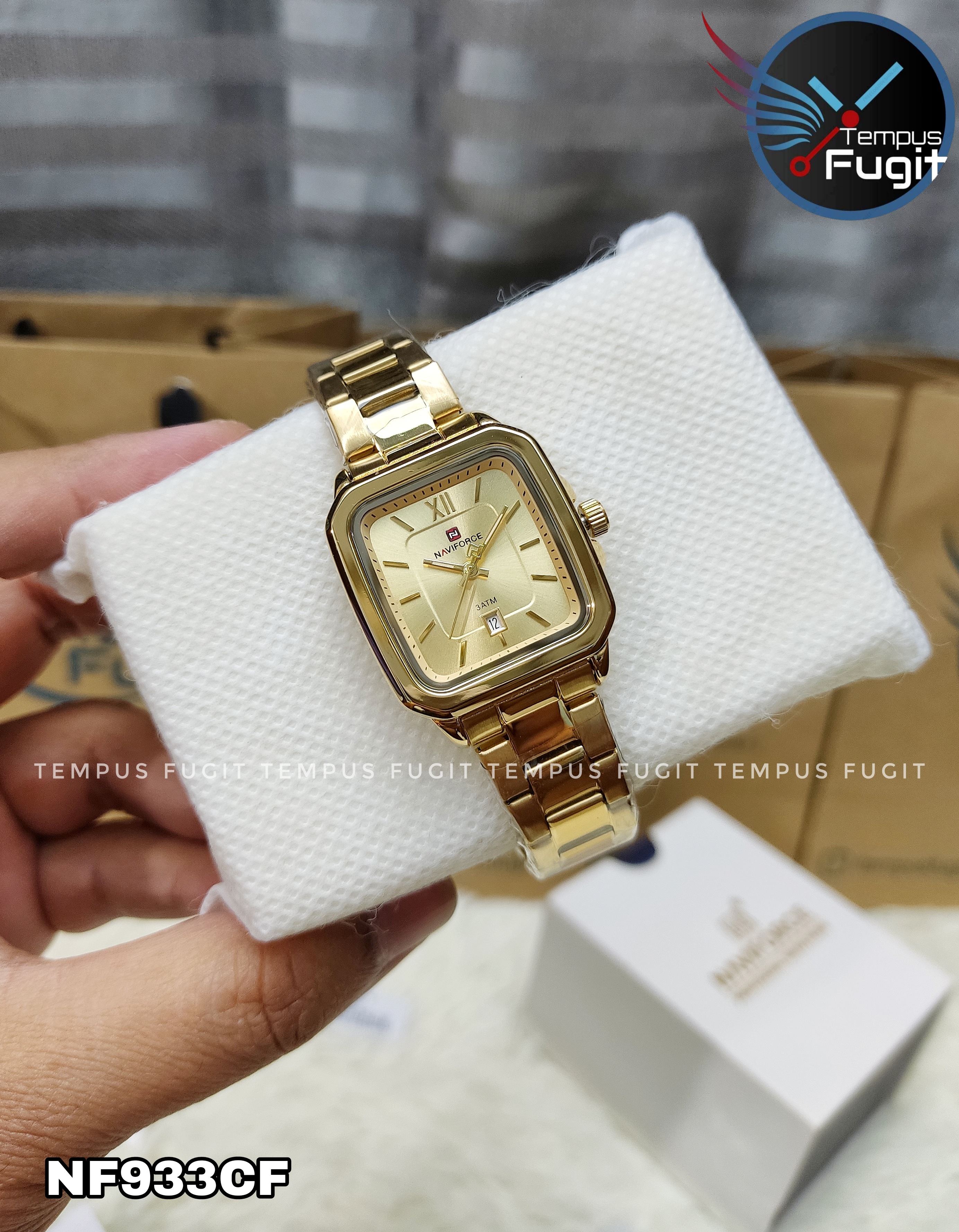 Naviforce 9239 Ladies Chain Watch- Golden Dial- Golden Bezel- Golden Chain- TF Code NF933CF_img_7