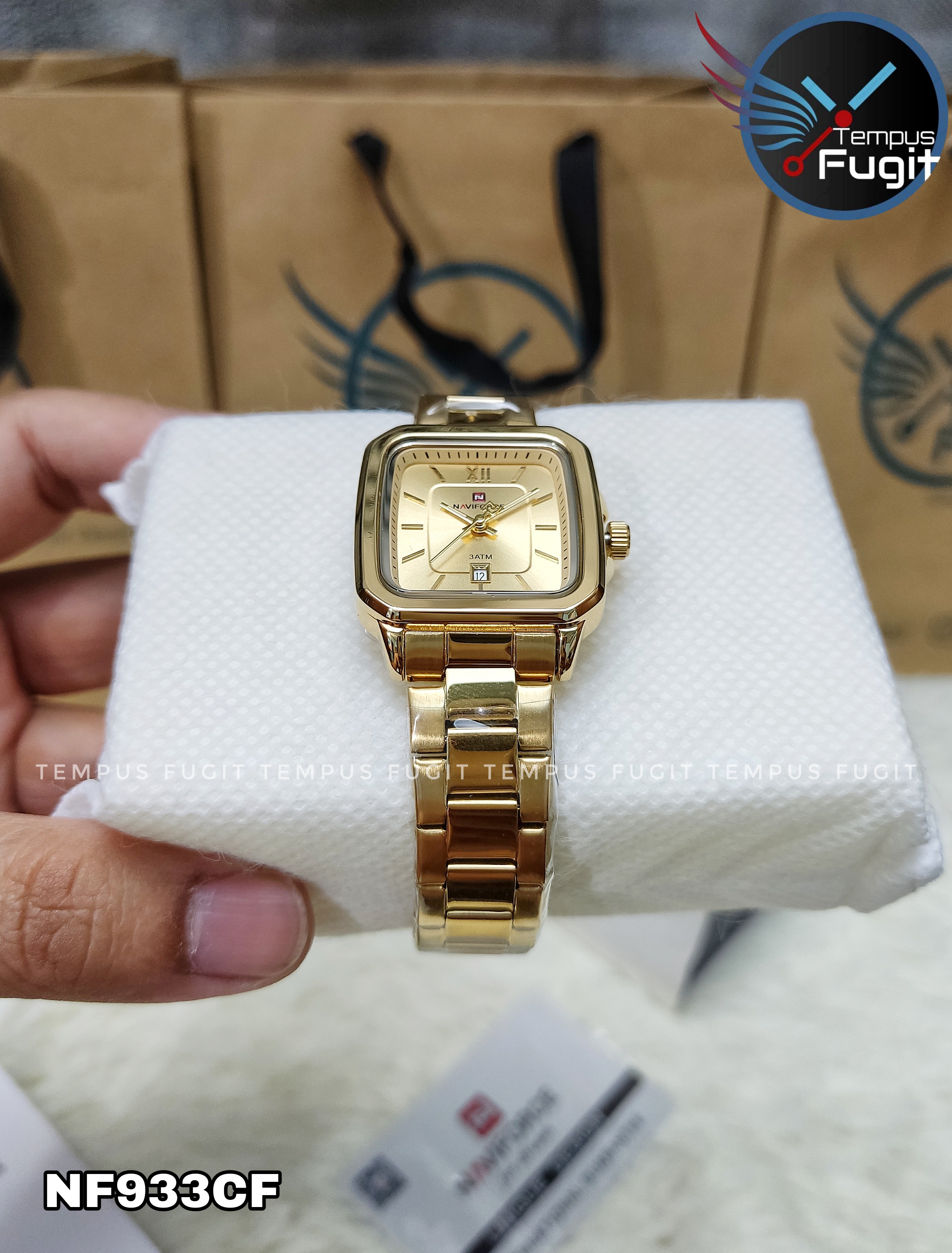 Naviforce 9239 Ladies Chain Watch- Golden Dial- Golden Bezel- Golden Chain- TF Code NF933CF_img_8