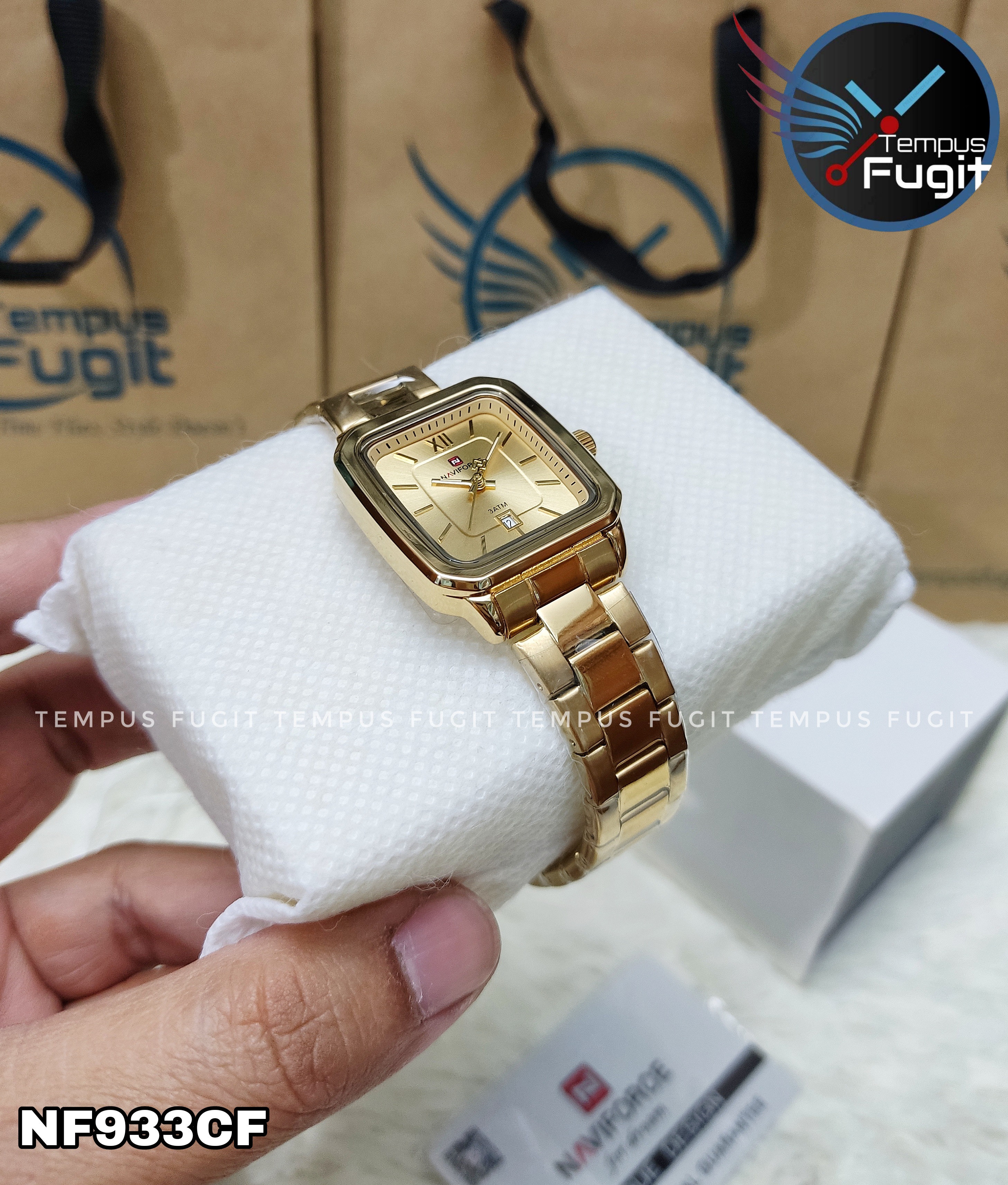 Naviforce 9239 Ladies Chain Watch- Golden Dial- Golden Bezel- Golden Chain- TF Code NF933CF_img_9