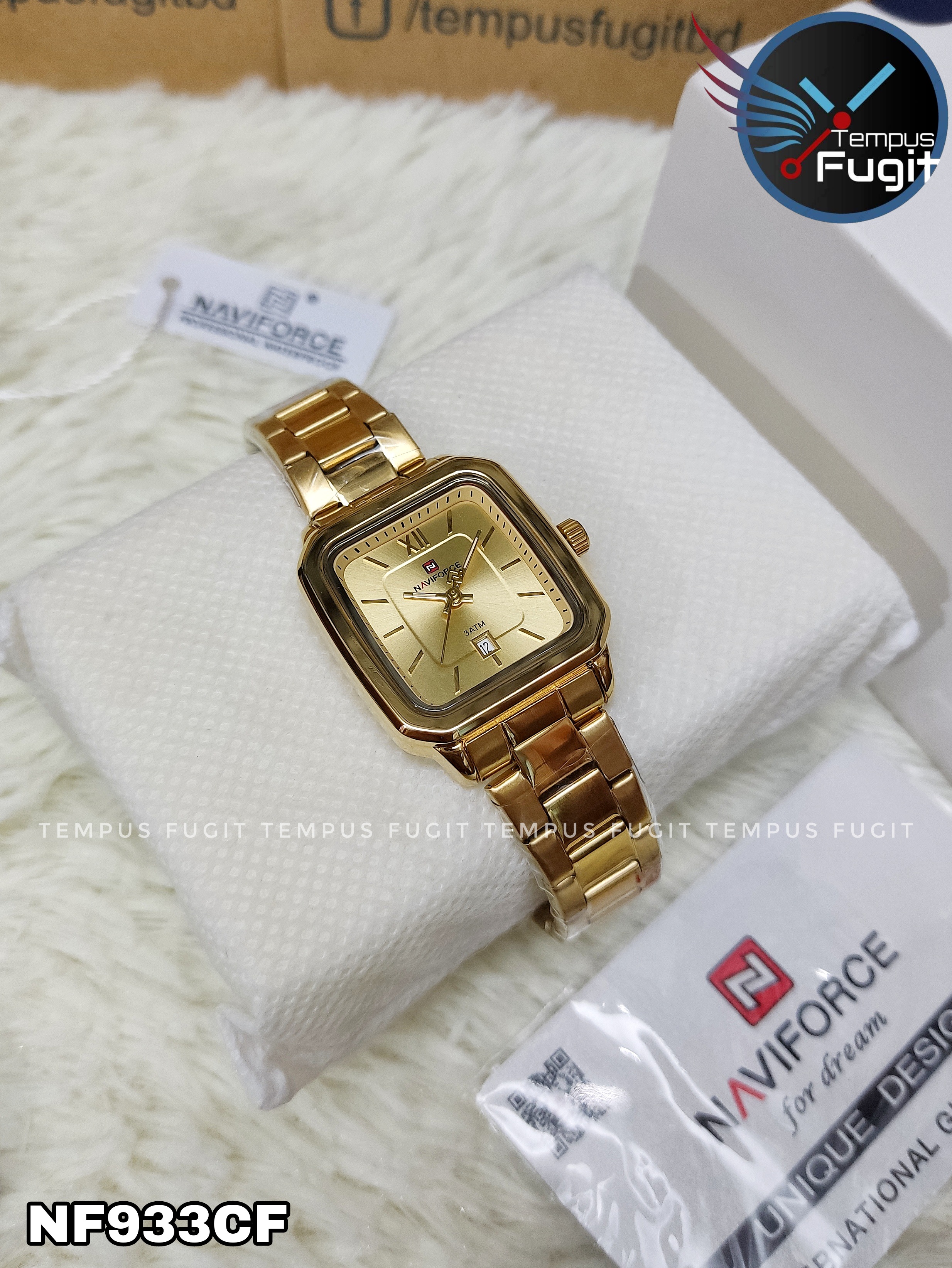 Naviforce 9239 Ladies Chain Watch- Golden Dial- Golden Bezel- Golden Chain- TF Code NF933CF_img_12