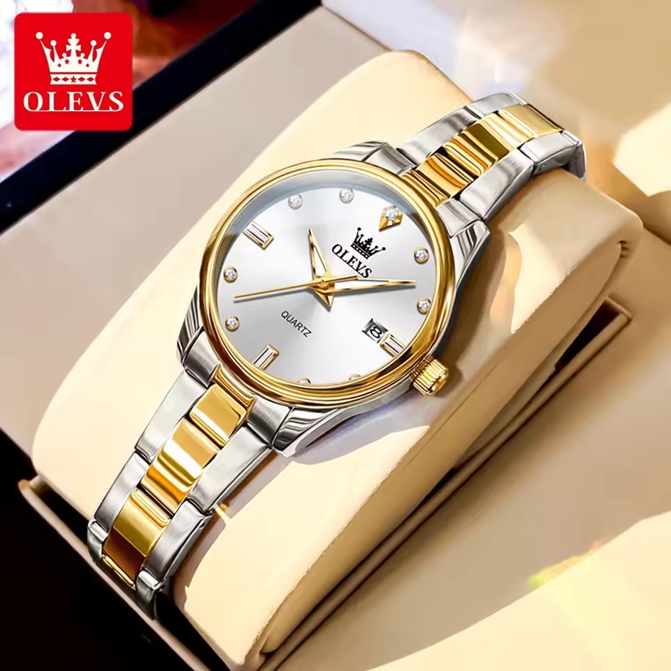 OLEVS 3621 Ladies Chain Watch- Silver Dial- Golden Bezel- Silver+Golden Bezel- TF Code OL976CF_img_1