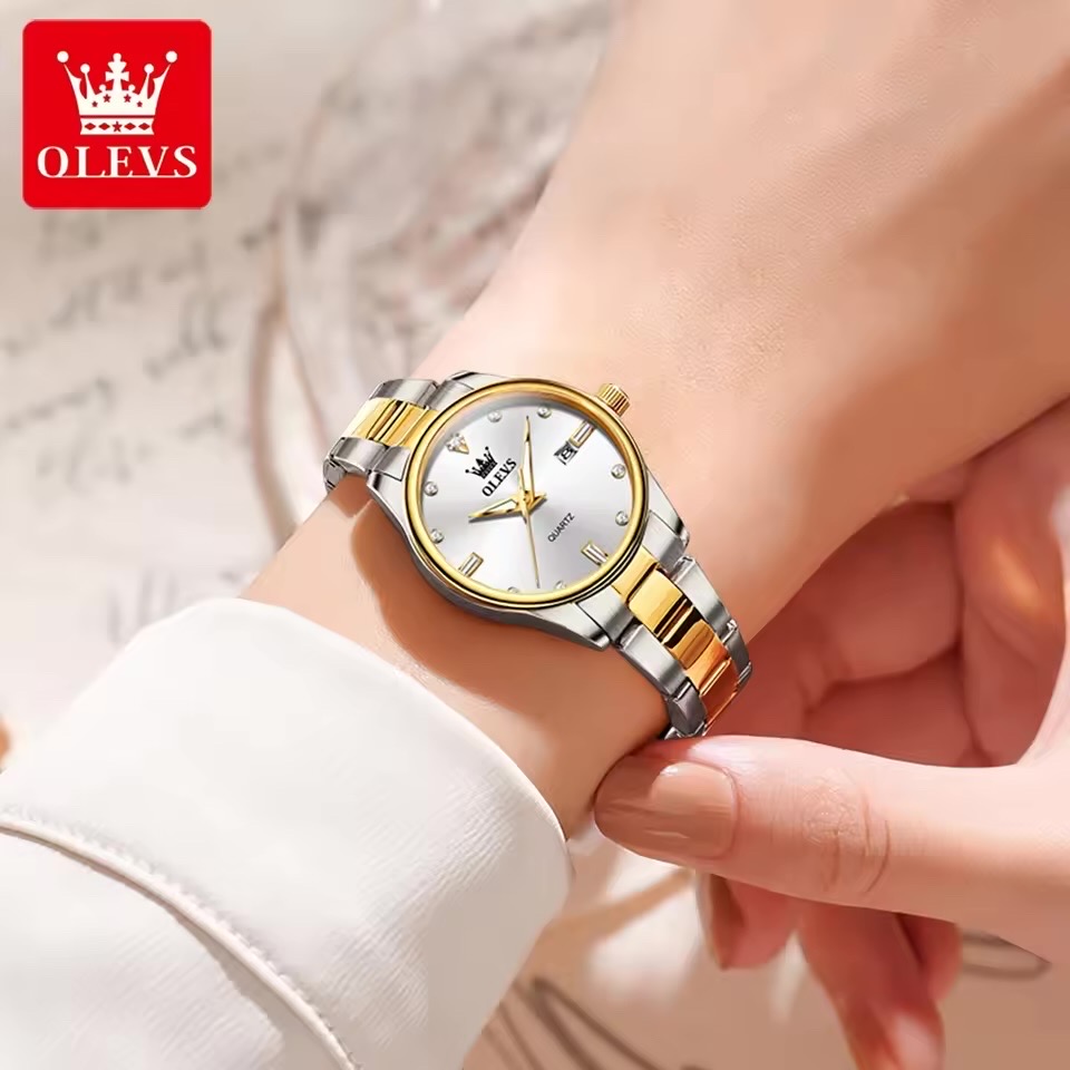 OLEVS 3621 Ladies Chain Watch- Silver Dial- Golden Bezel- Silver+Golden Bezel- TF Code OL976CF_img_3