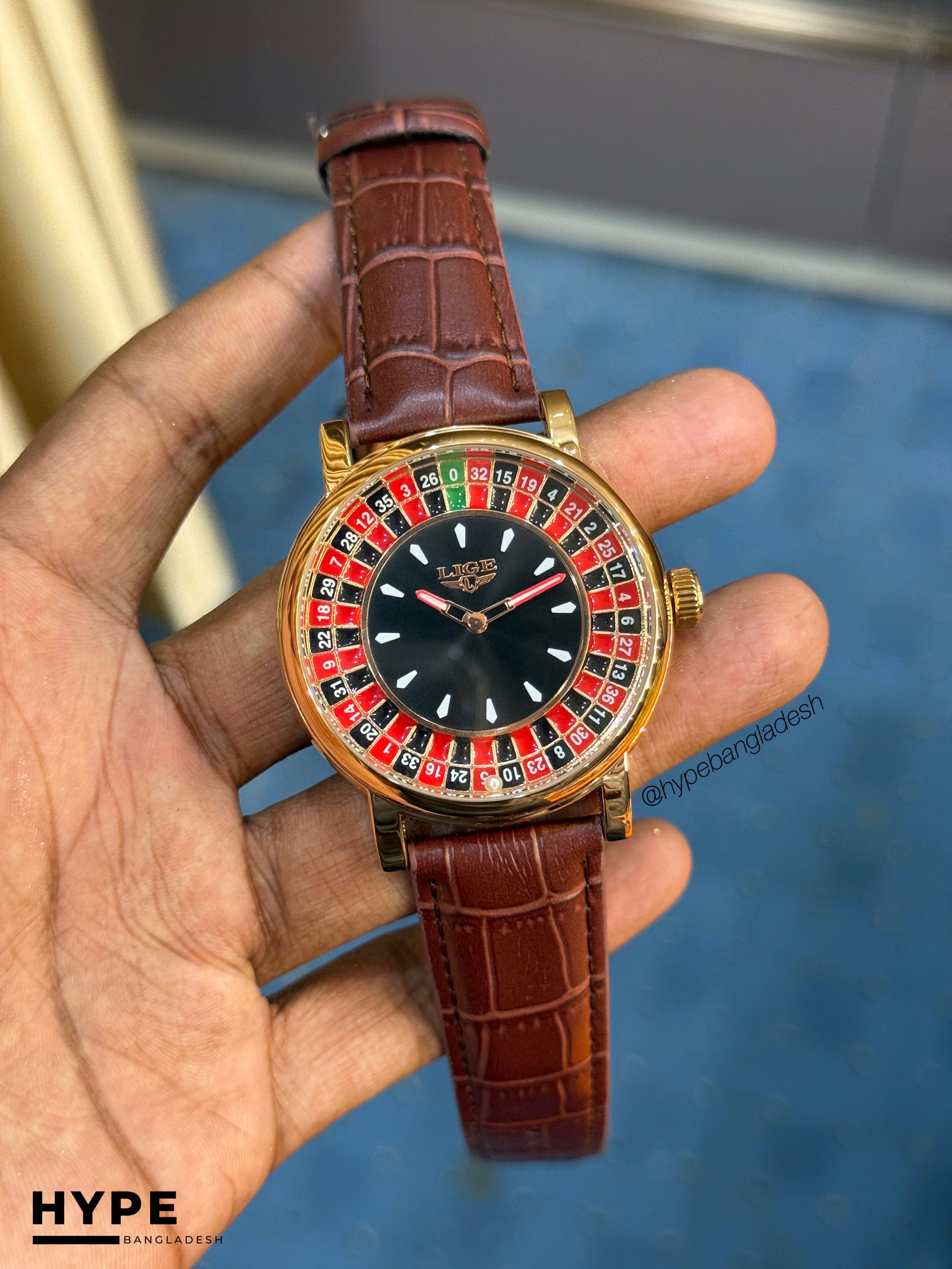 LIGE LG89161 Casino Dial Watch For Men (Brown Belt)_img_1