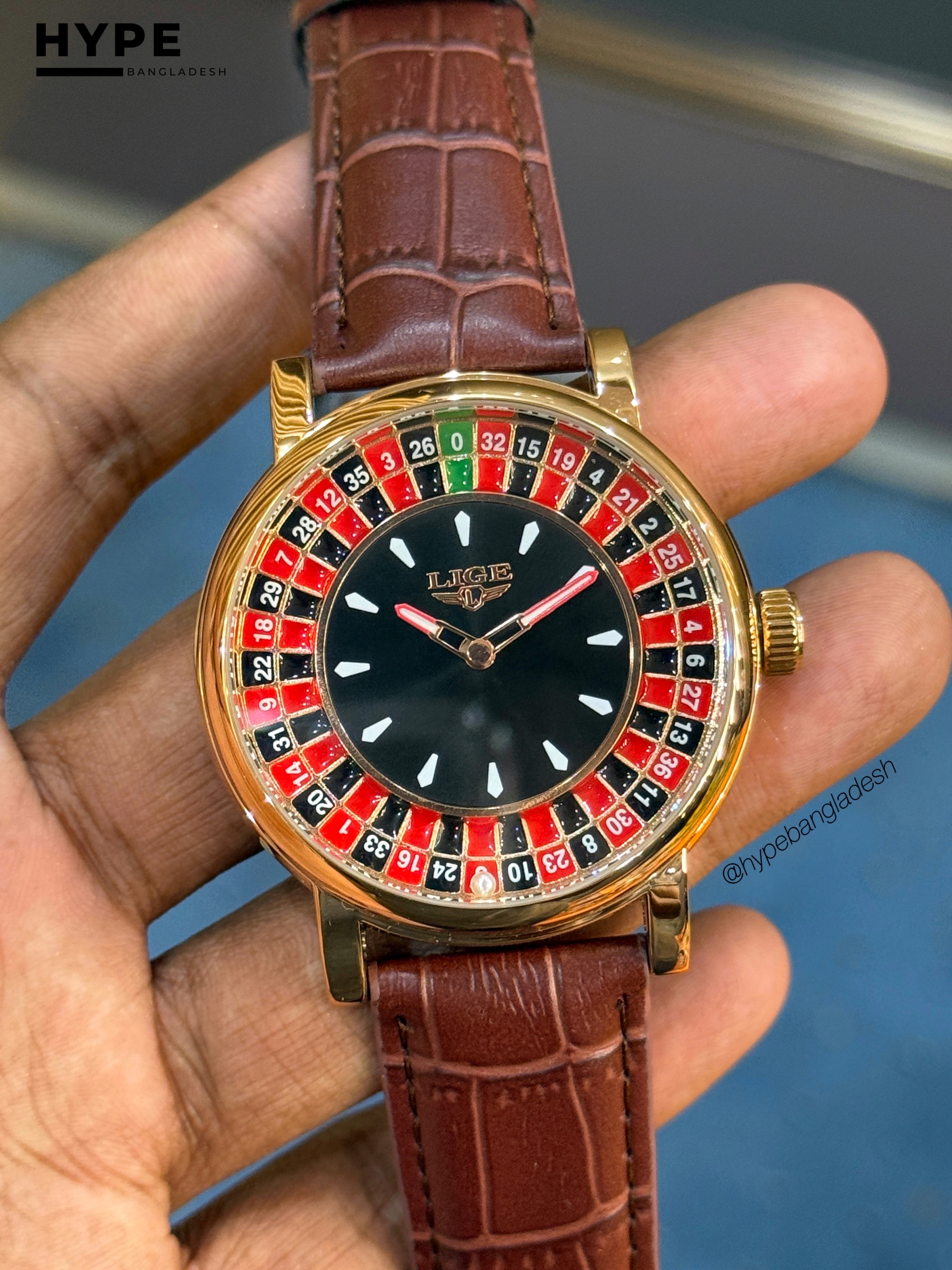 LIGE LG89161 Casino Dial Watch For Men (Brown Belt)_img_2