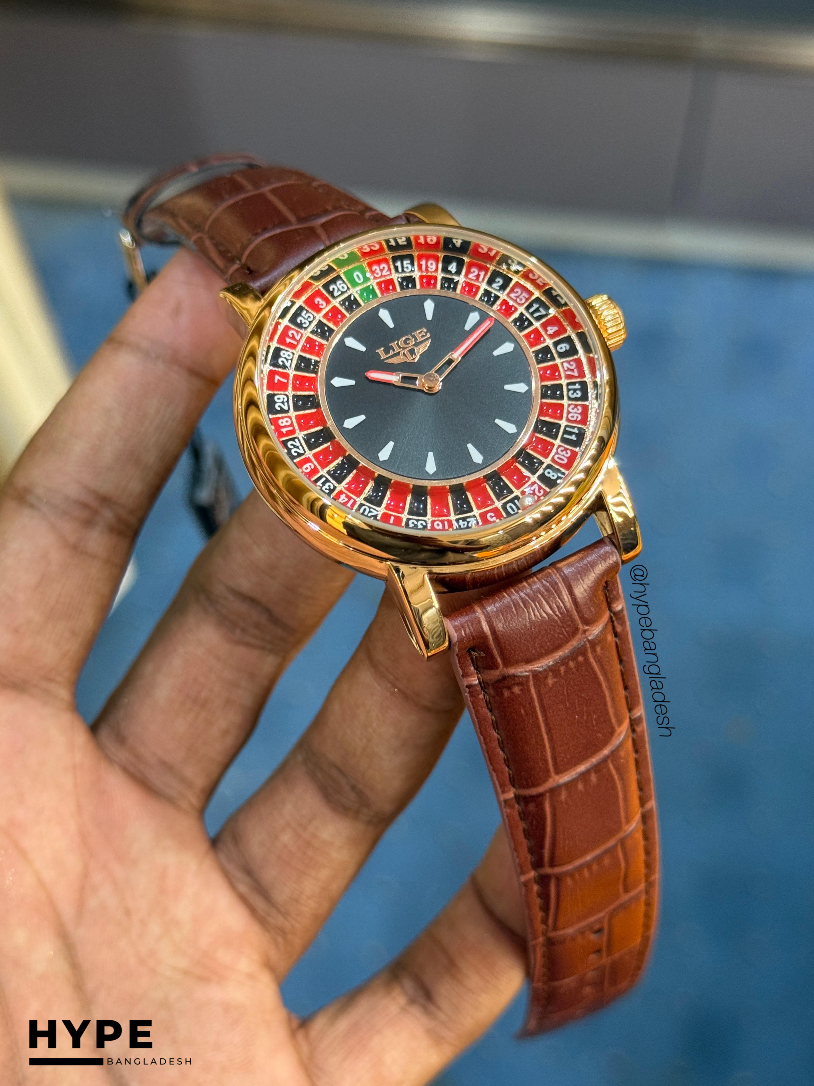 LIGE LG89161 Casino Dial Watch For Men (Brown Belt)_img_3