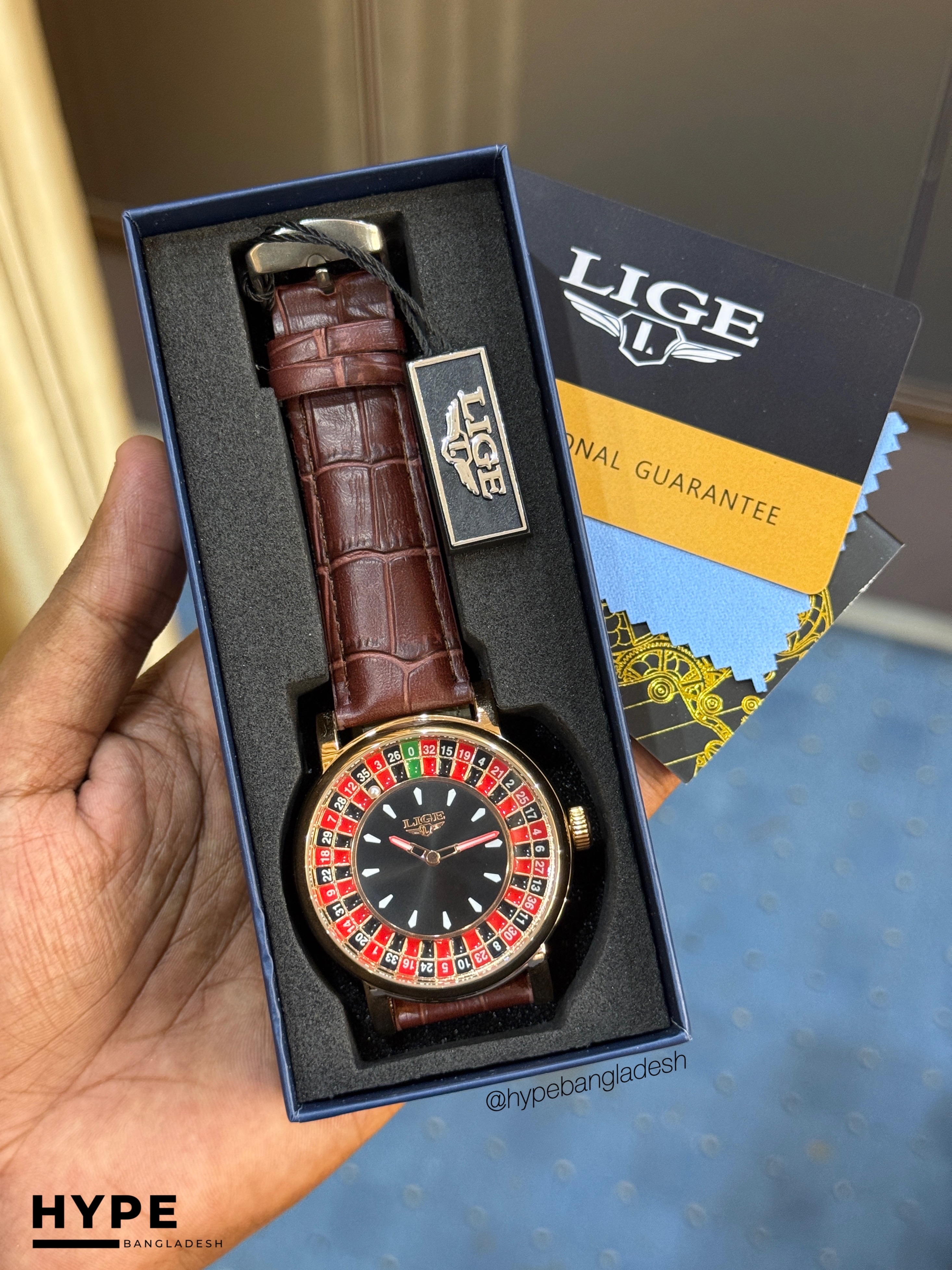 LIGE LG89161 Casino Dial Watch For Men (Brown Belt)_img_5