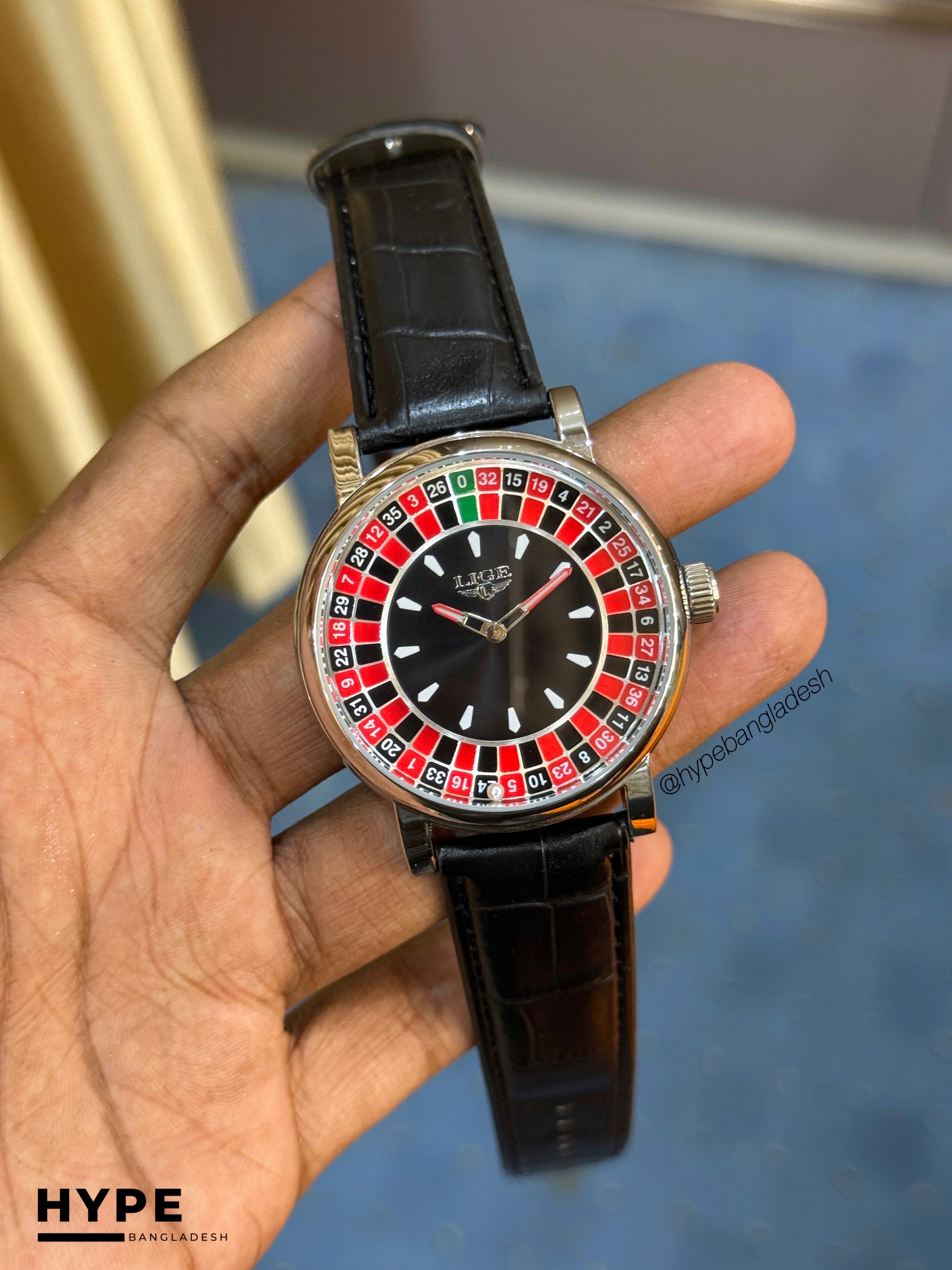 LIGE LG89161 Casino Dial Watch For Men (Black Belt)_img_1