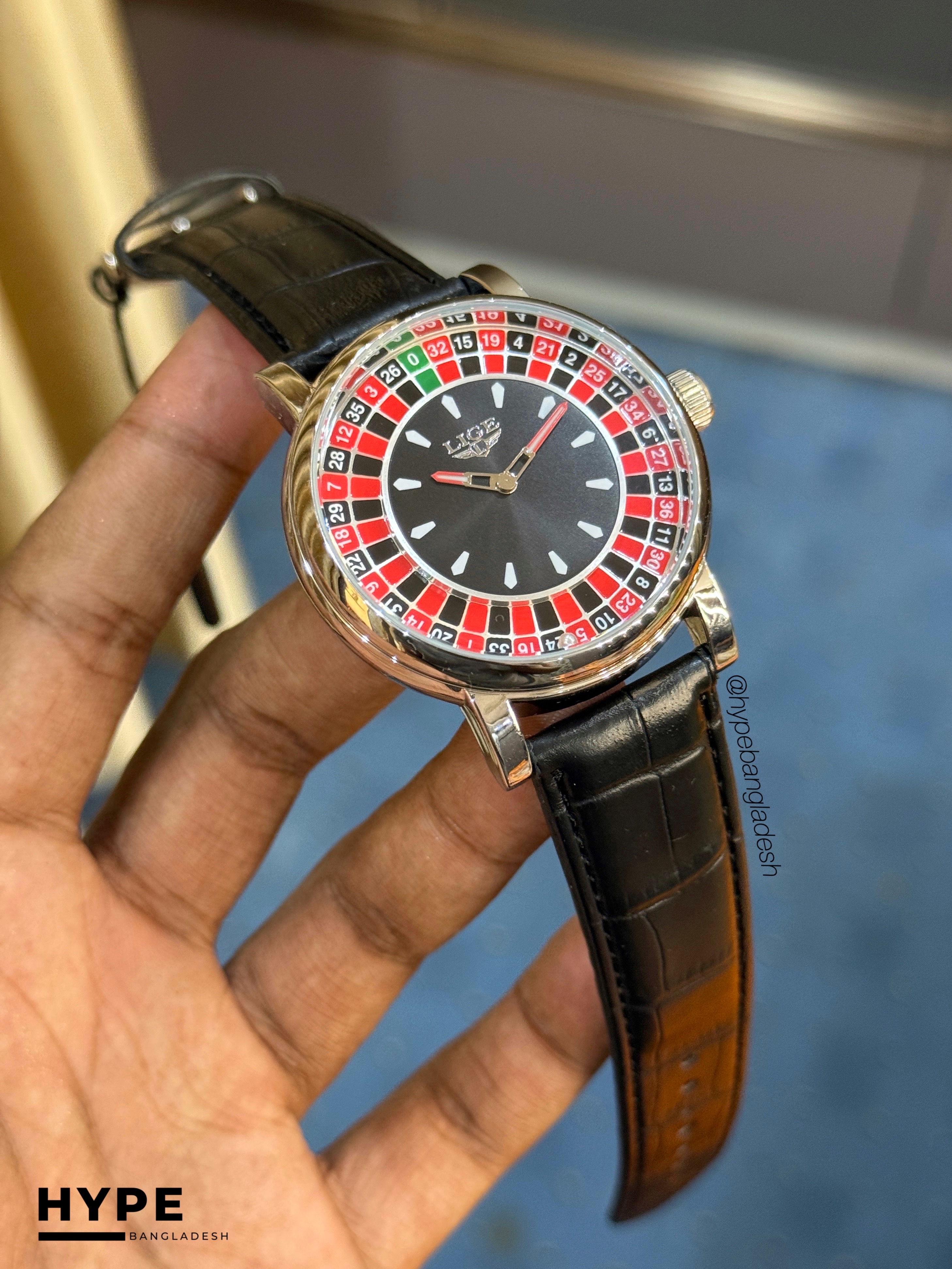 LIGE LG89161 Casino Dial Watch For Men (Black Belt)_img_3