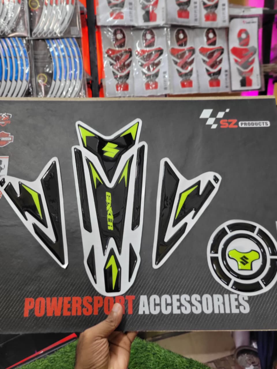 Gixxer Monotone Glossy Black Neon ( Premium Tank Pad 018)_img_3