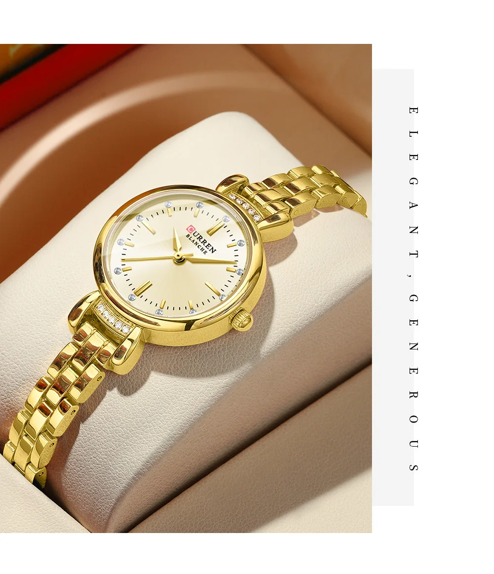 Curren 9098 Ladies Chain Watch- Golden Dial- Golden Bezel- Golden Chain- TF Code CR942CF_img_1