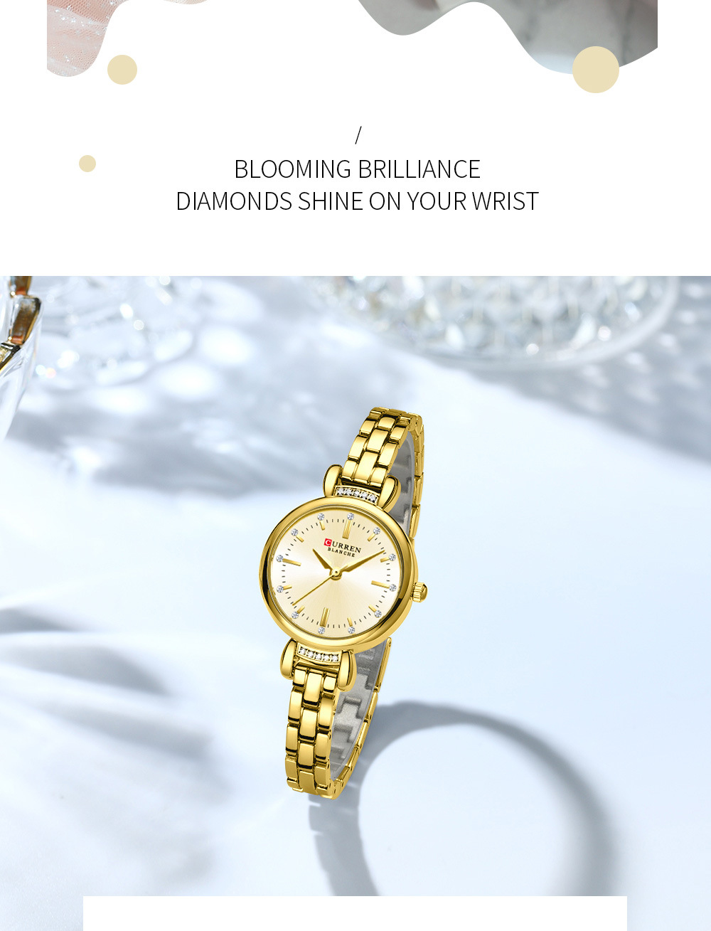 Curren 9098 Ladies Chain Watch- Golden Dial- Golden Bezel- Golden Chain- TF Code CR942CF_img_2