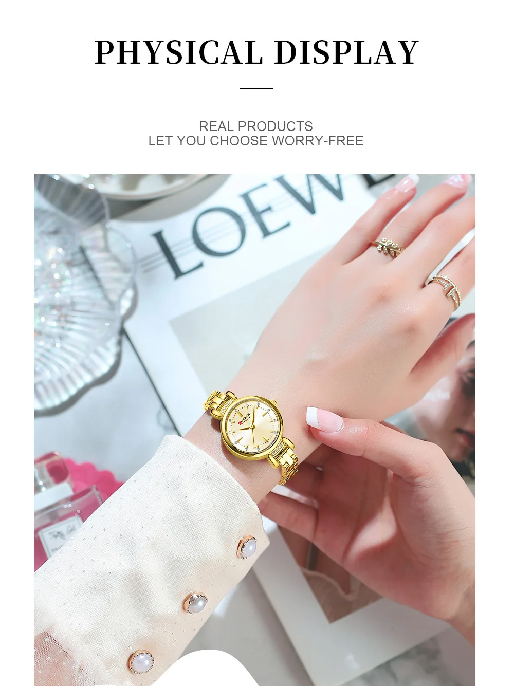 Curren 9098 Ladies Chain Watch- Golden Dial- Golden Bezel- Golden Chain- TF Code CR942CF_img_5