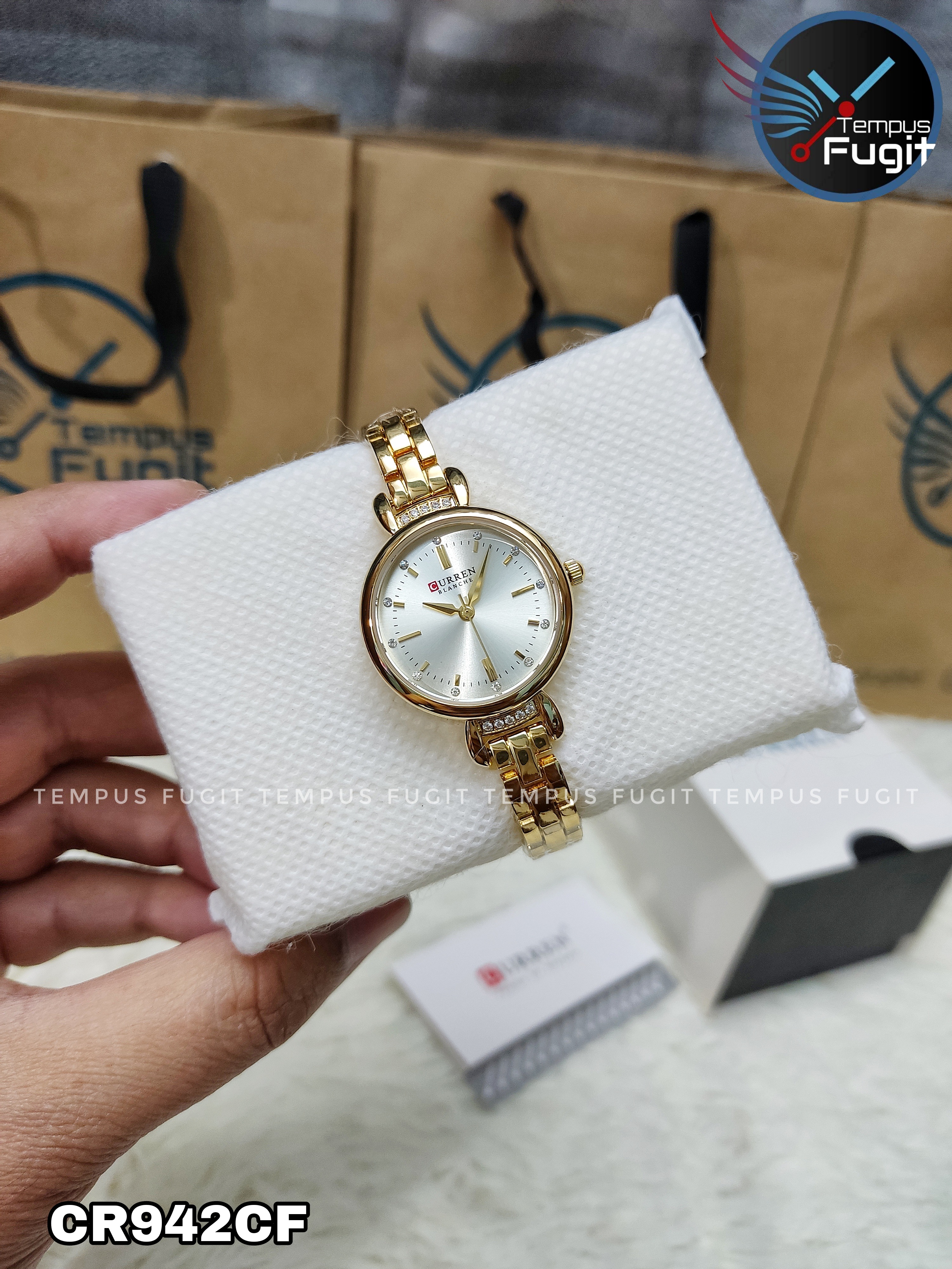 Curren 9098 Ladies Chain Watch- Golden Dial- Golden Bezel- Golden Chain- TF Code CR942CF_img_7