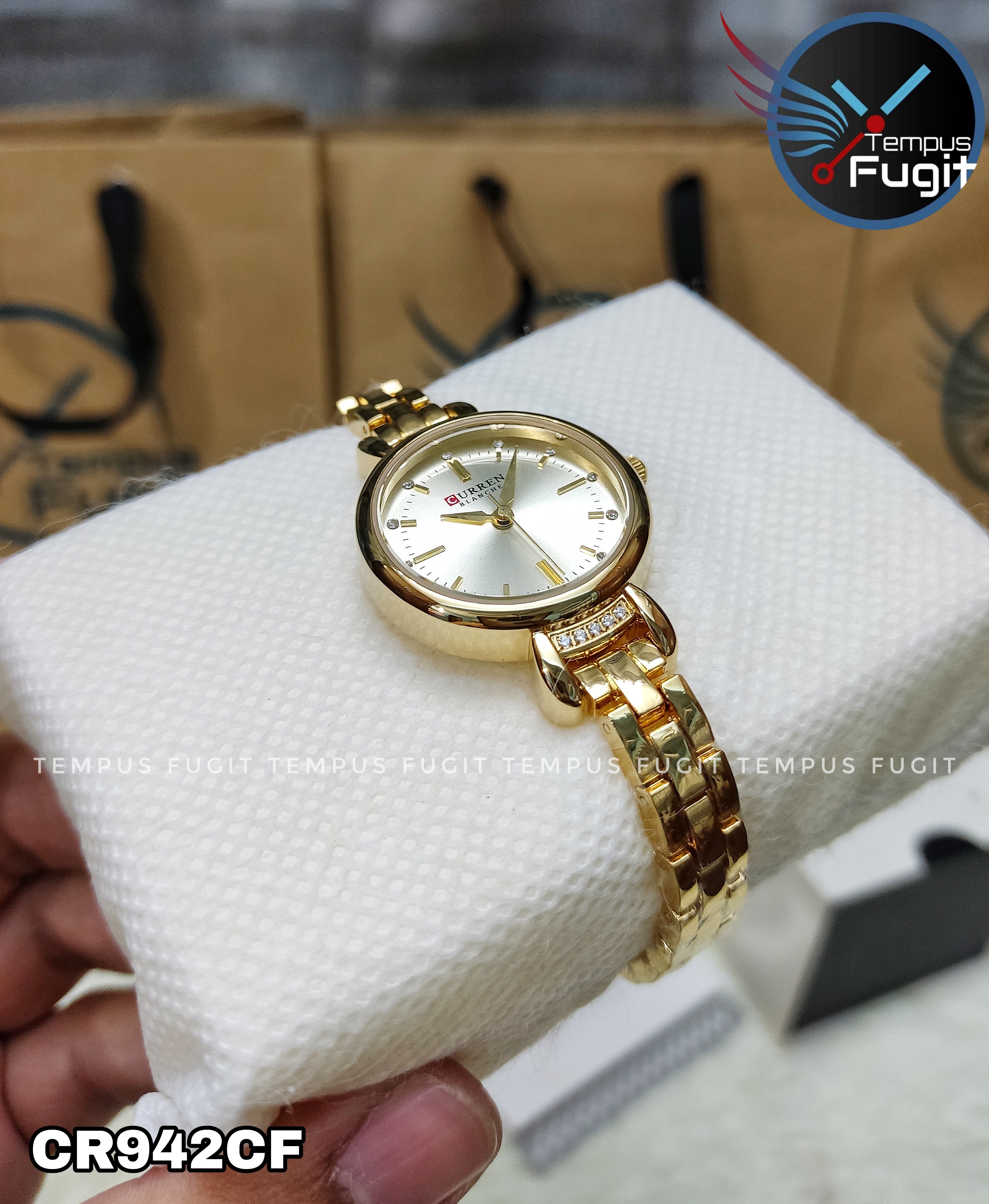 Curren 9098 Ladies Chain Watch- Golden Dial- Golden Bezel- Golden Chain- TF Code CR942CF_img_8