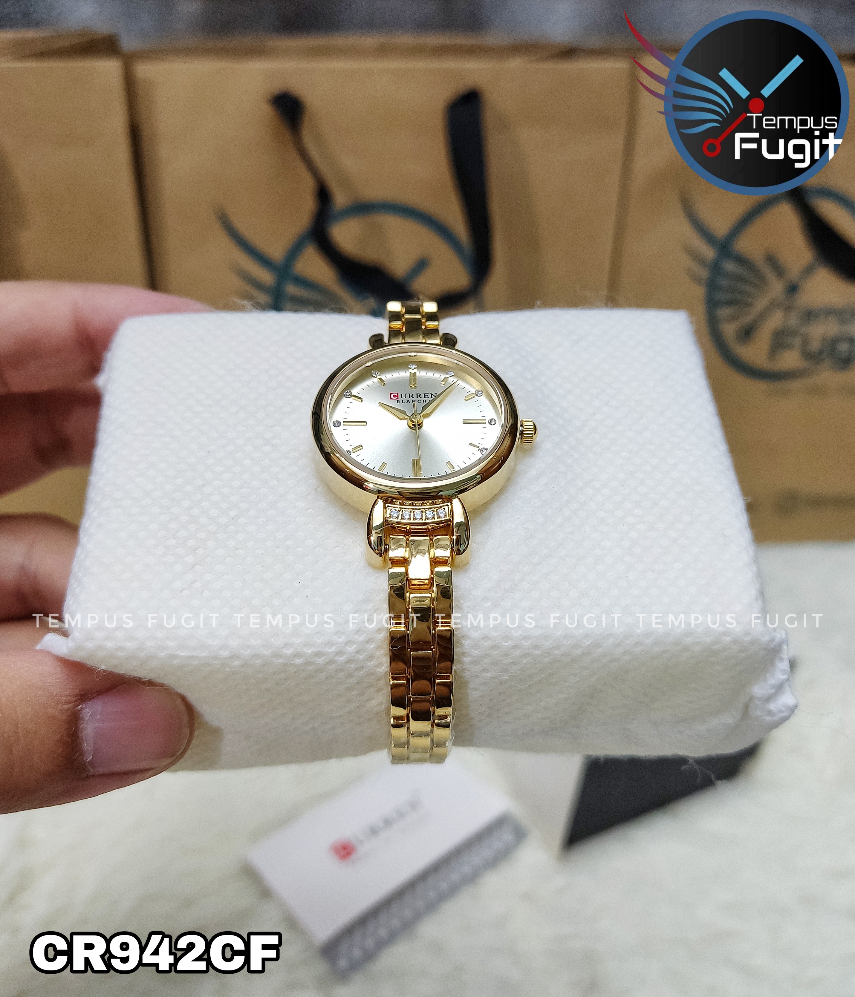 Curren 9098 Ladies Chain Watch- Golden Dial- Golden Bezel- Golden Chain- TF Code CR942CF_img_9