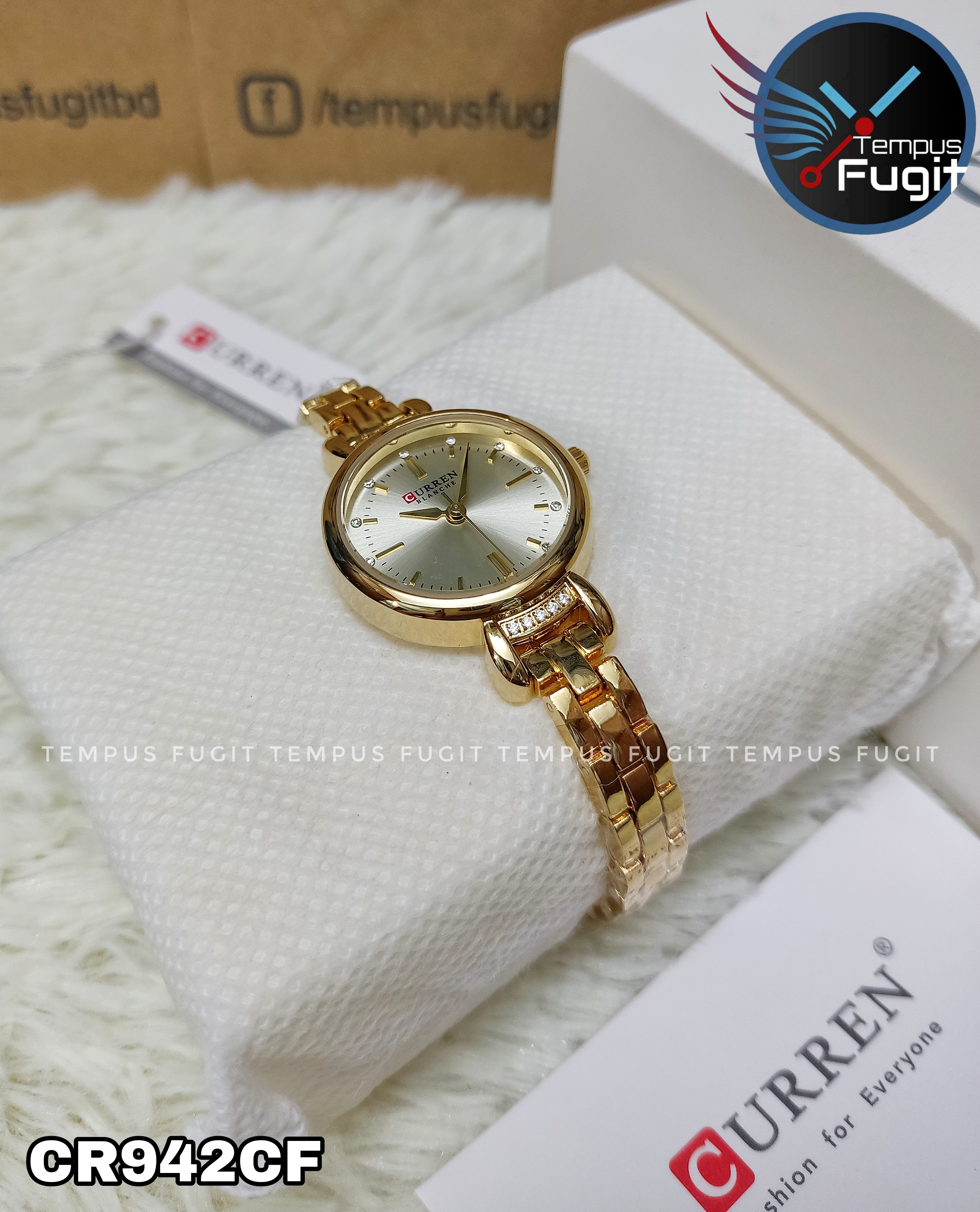 Curren 9098 Ladies Chain Watch- Golden Dial- Golden Bezel- Golden Chain- TF Code CR942CF_img_12