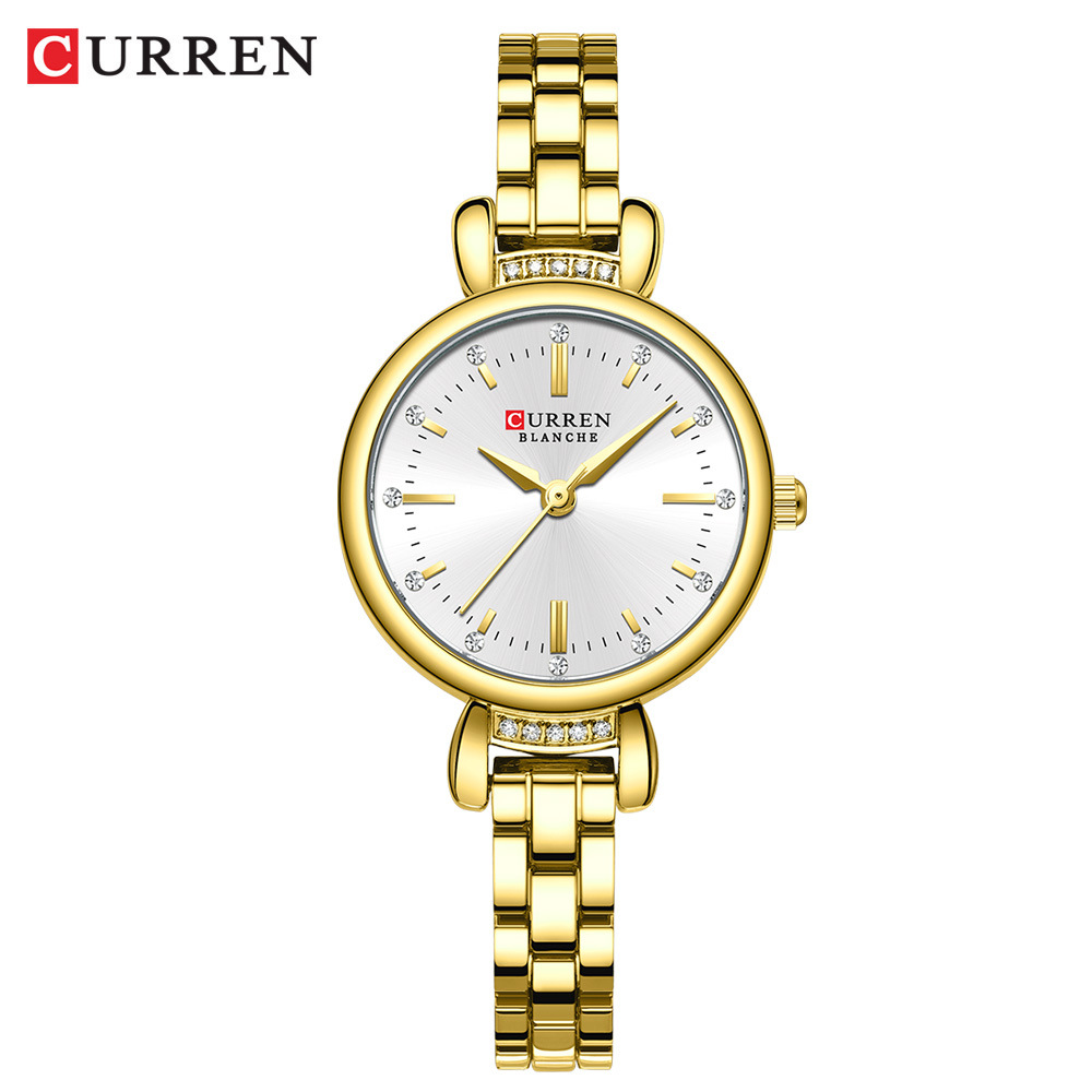 Curren 9098 Ladies Chain Watch- Silver Dial- Golden Bezel- Golden Chain- TF Code CR943CF_img_0