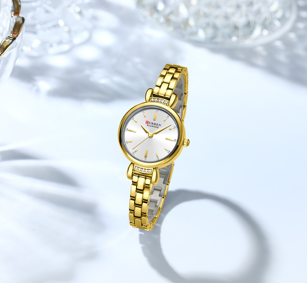 Curren 9098 Ladies Chain Watch- Silver Dial- Golden Bezel- Golden Chain- TF Code CR943CF_img_2