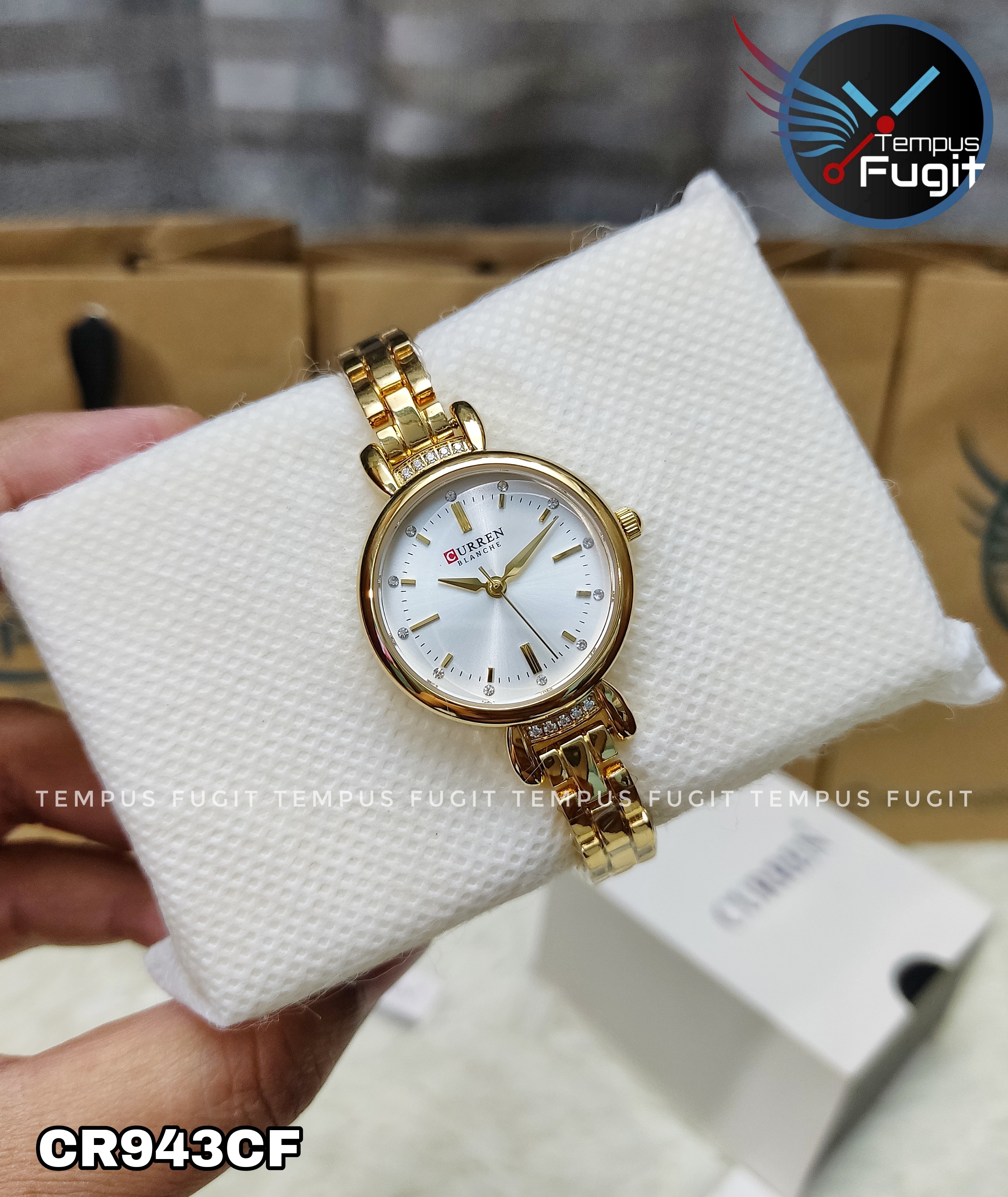 Curren 9098 Ladies Chain Watch- Silver Dial- Golden Bezel- Golden Chain- TF Code CR943CF_img_4