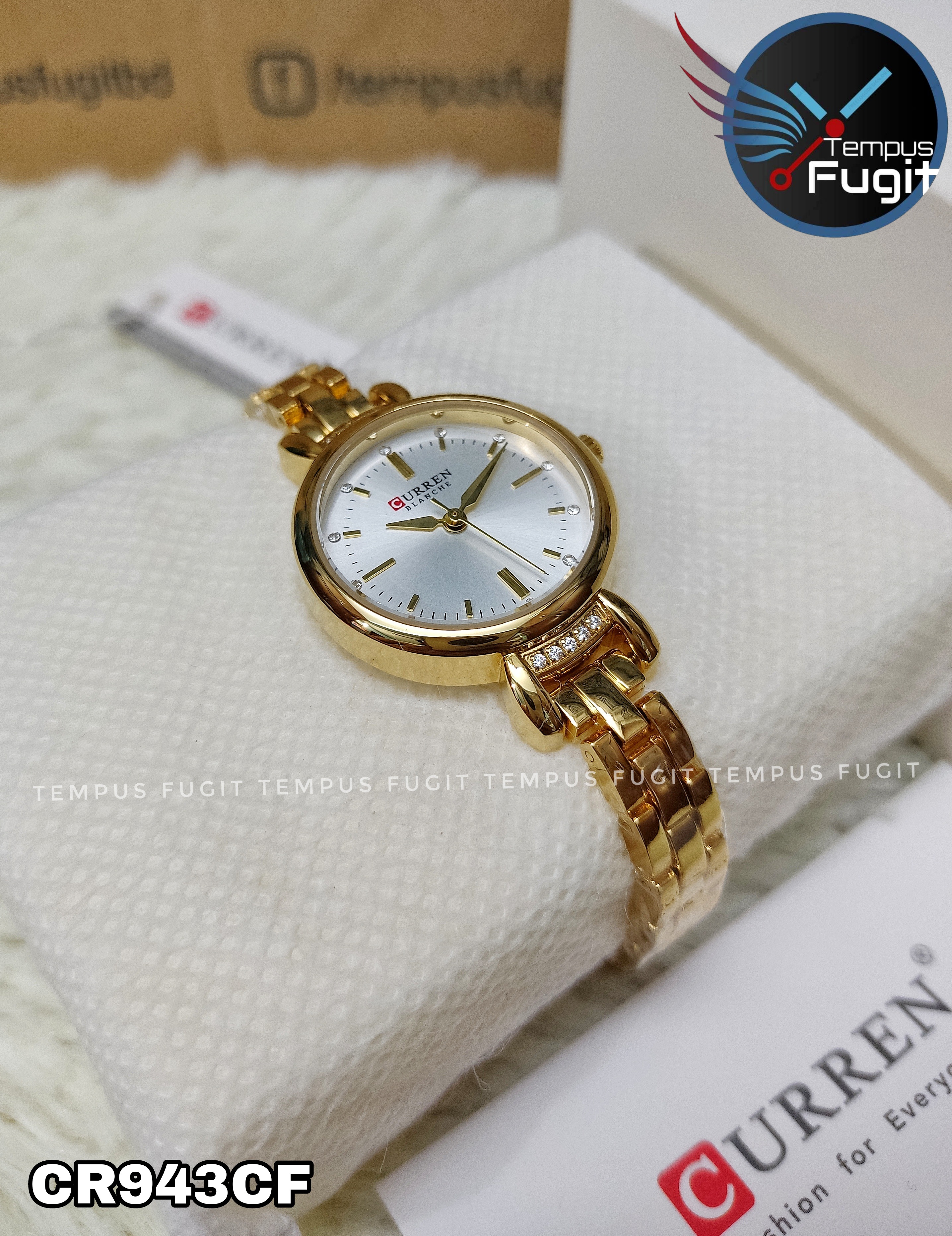 Curren 9098 Ladies Chain Watch- Silver Dial- Golden Bezel- Golden Chain- TF Code CR943CF_img_9