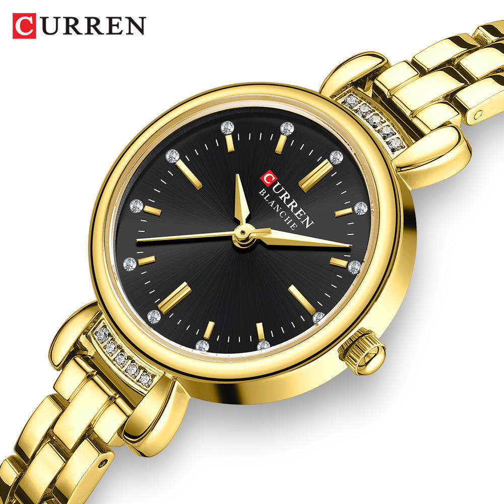Curren 9098 Ladies Chain Watch- Black Dial- Golden Bezel- Golden Chain- TF Code CR944CF_img_4