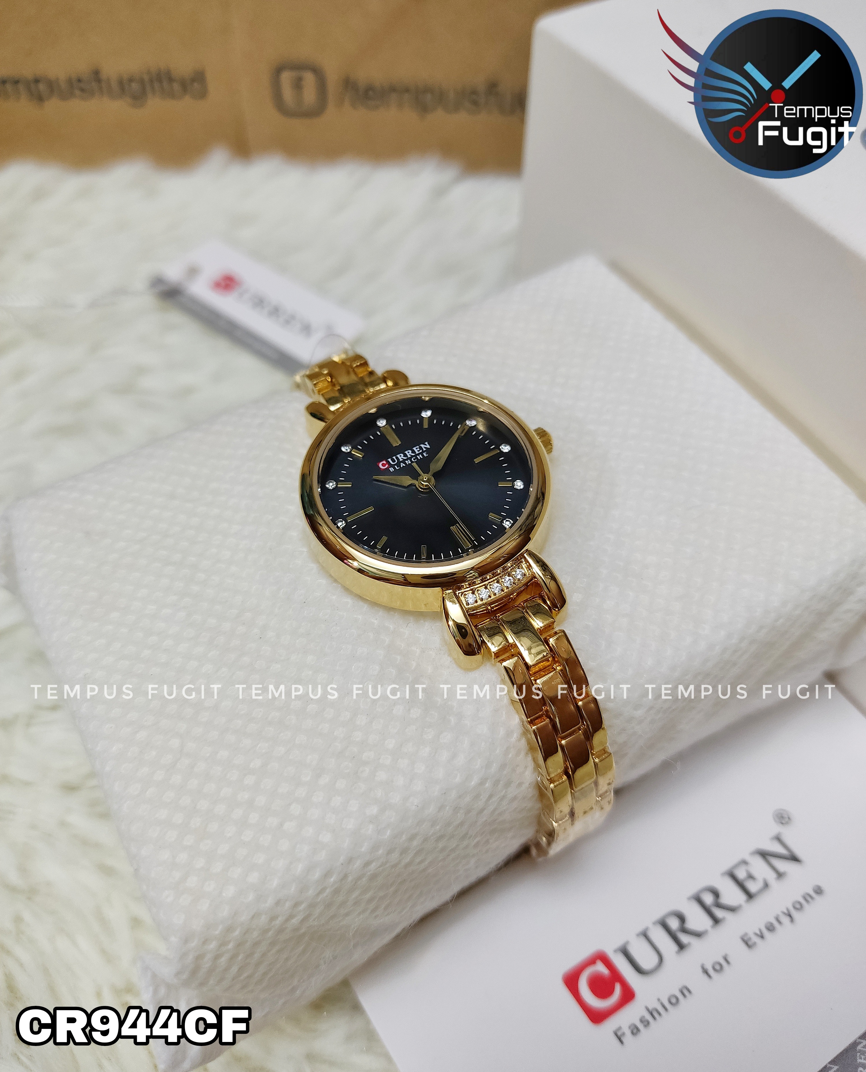 Curren 9098 Ladies Chain Watch- Black Dial- Golden Bezel- Golden Chain- TF Code CR944CF_img_10