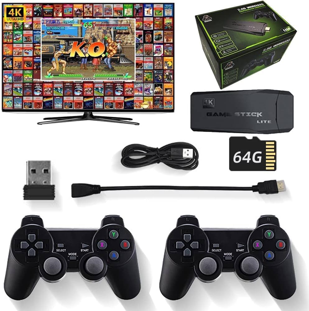 64GB Built-in 20000 Games Stick 2 Wireless controller gamepad 4K HD Video game Console_img_2