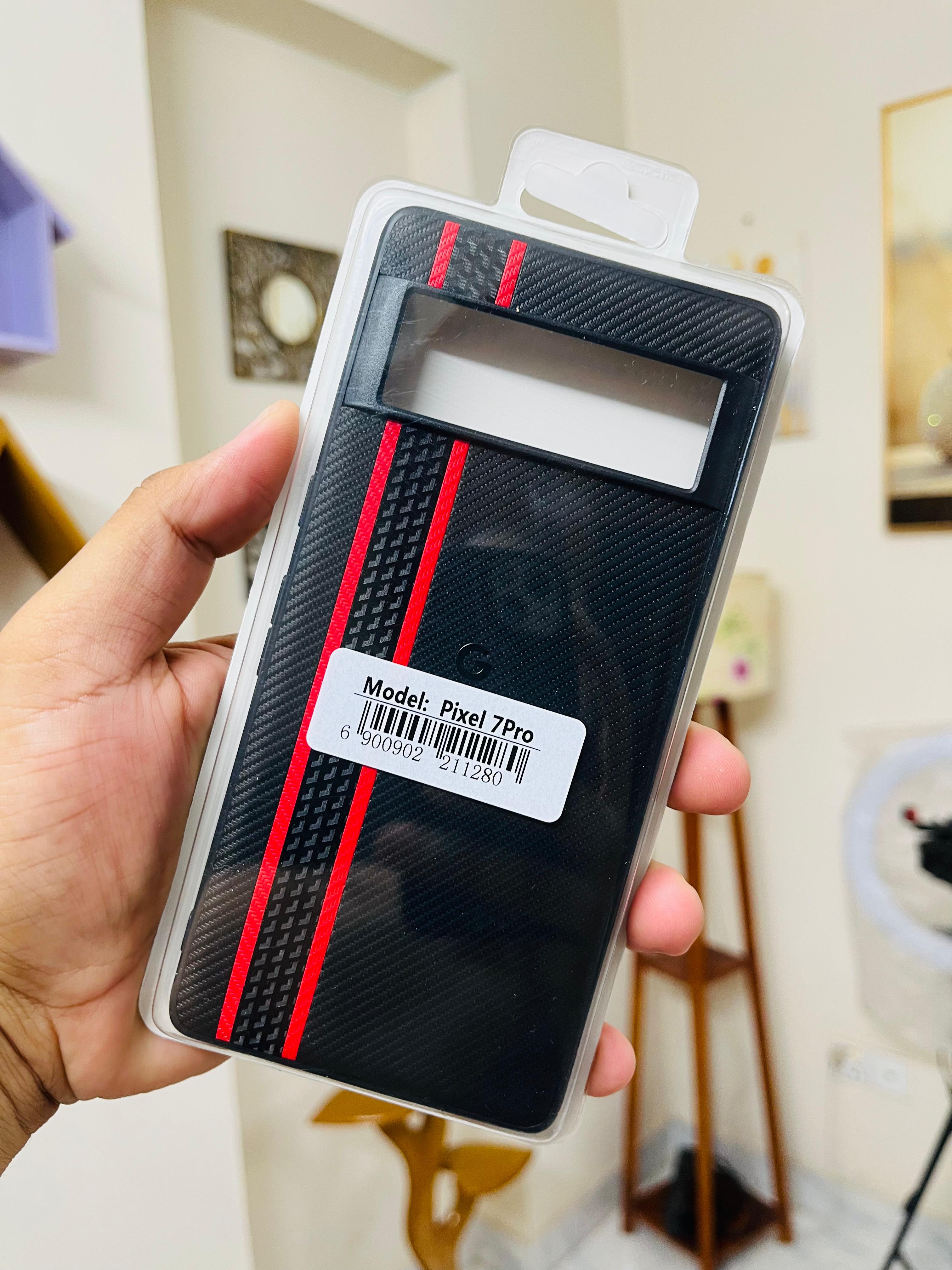 Google Pixel 7 Pro Red Color Carbon Fiber Hard Case_img_2