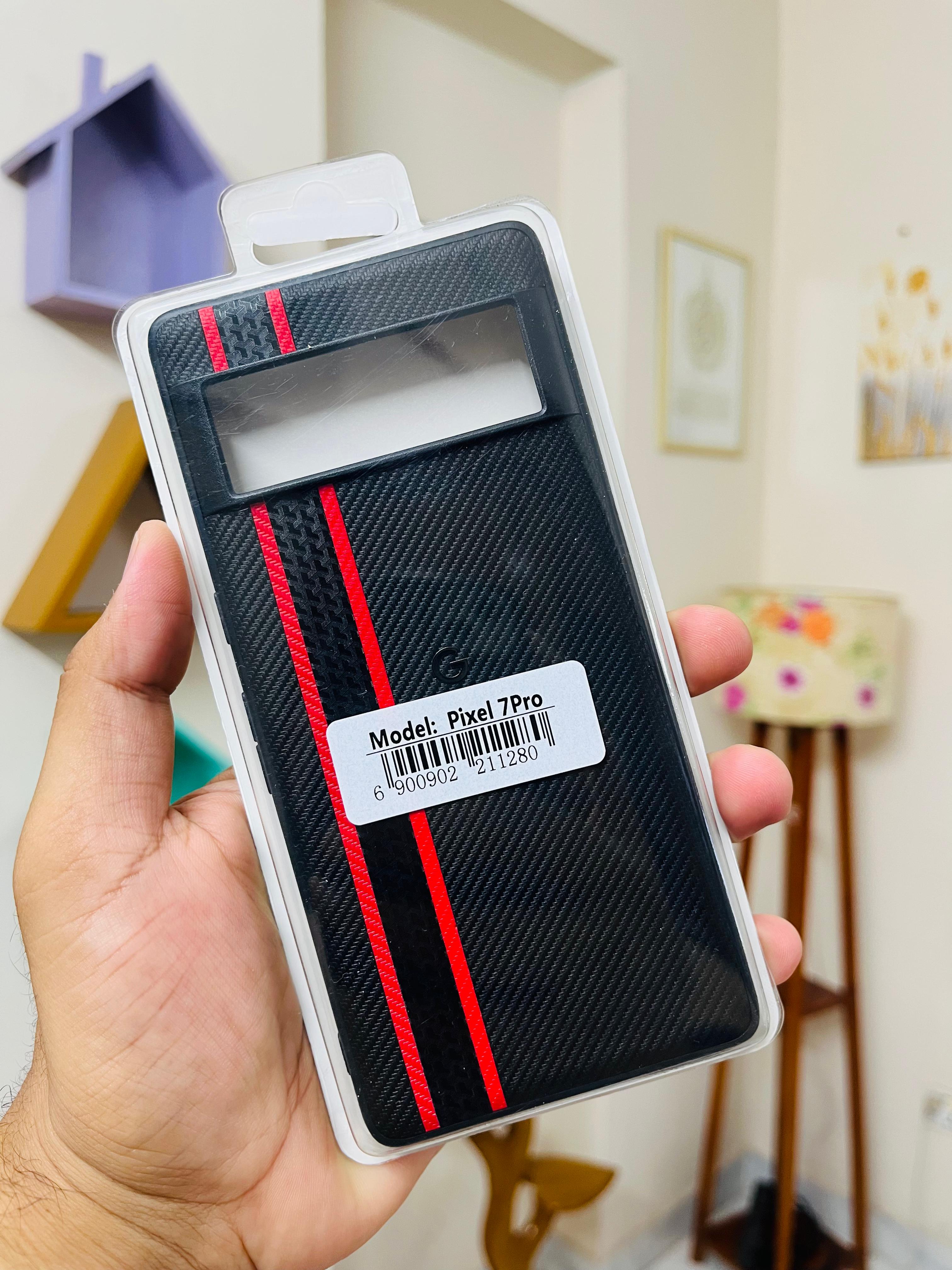 Google Pixel 7 Pro Red Color Carbon Fiber Hard Case