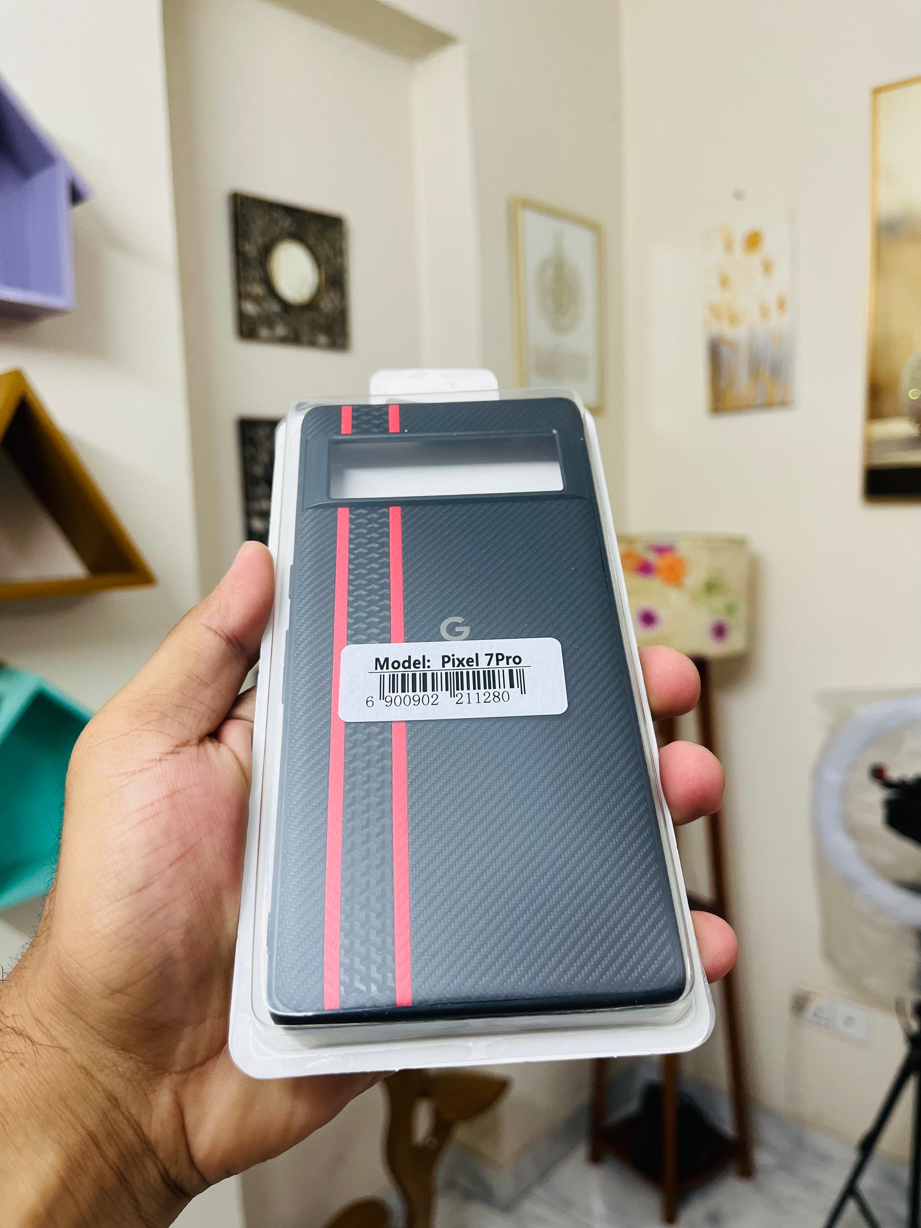 Google Pixel 7 Pro Red Color Carbon Fiber Hard Case_img_1