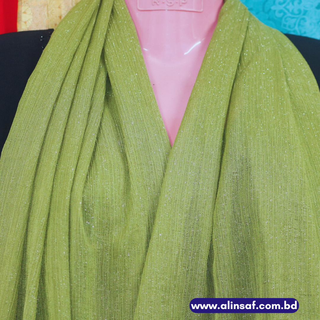হালকা সবুজ কালার জর্জেট জরি ওড়না - LIGHT GREEN COLOR GEORGETTE JORI ORNA