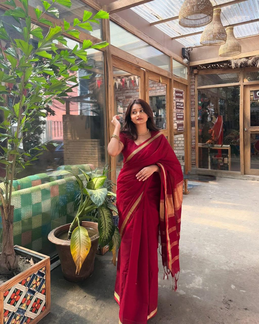 Handloom Burgundy saree_img_4