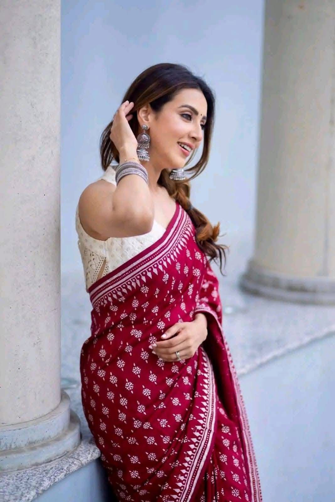 Handloom Cotton block print saree