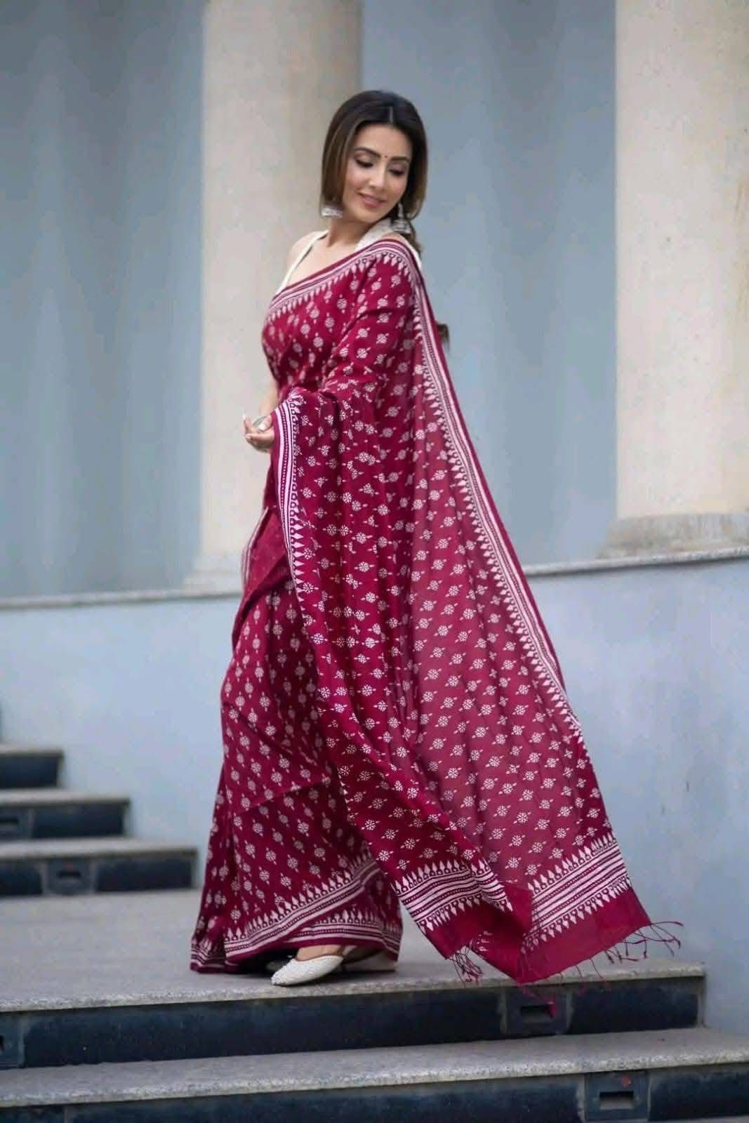 Handloom Cotton block print saree_img_1
