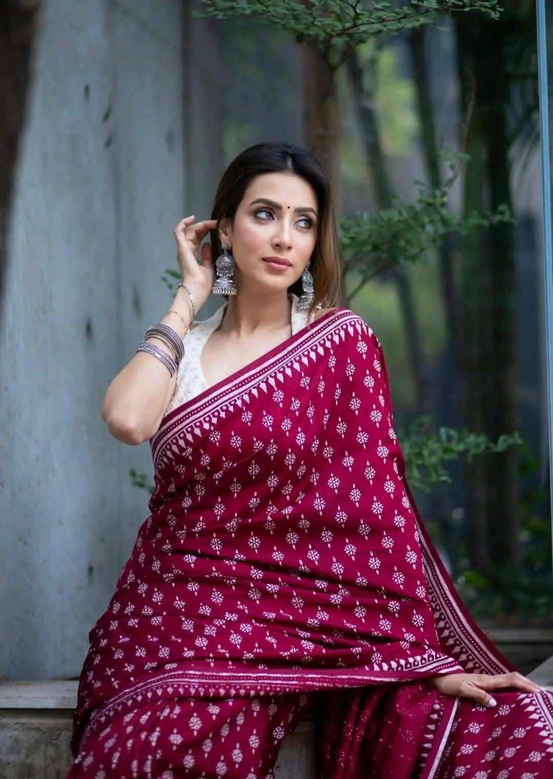 Handloom Cotton block print saree_img_6