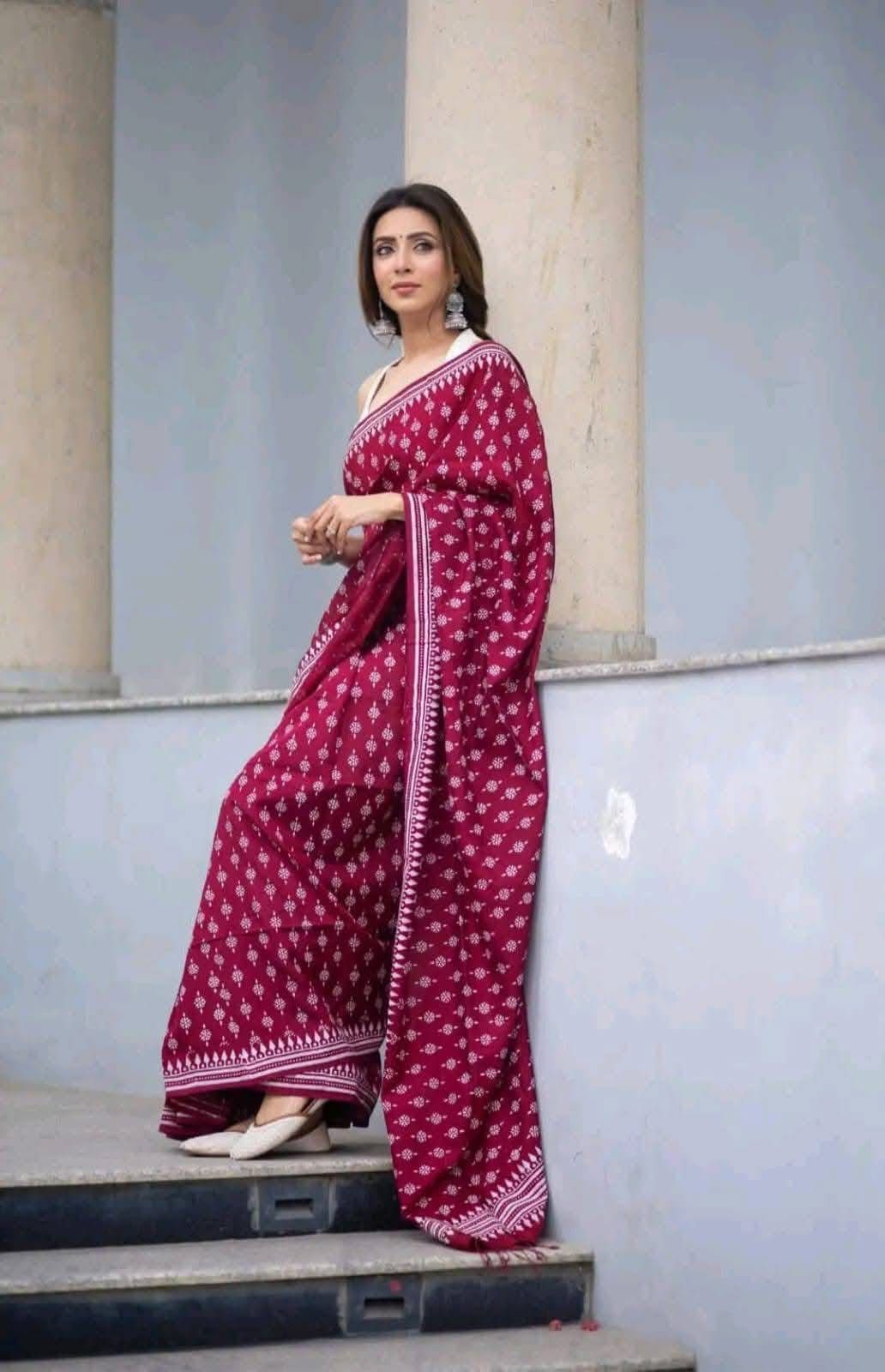 Handloom Cotton block print saree_img_9