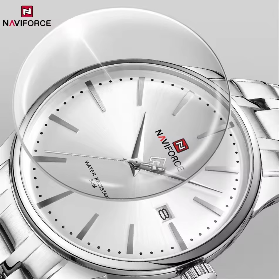 Naviforce 9230 Gents Chain Watch- Silver Dial- Silver Bezel- Silver Chain- TF Code NF978CM_img_4