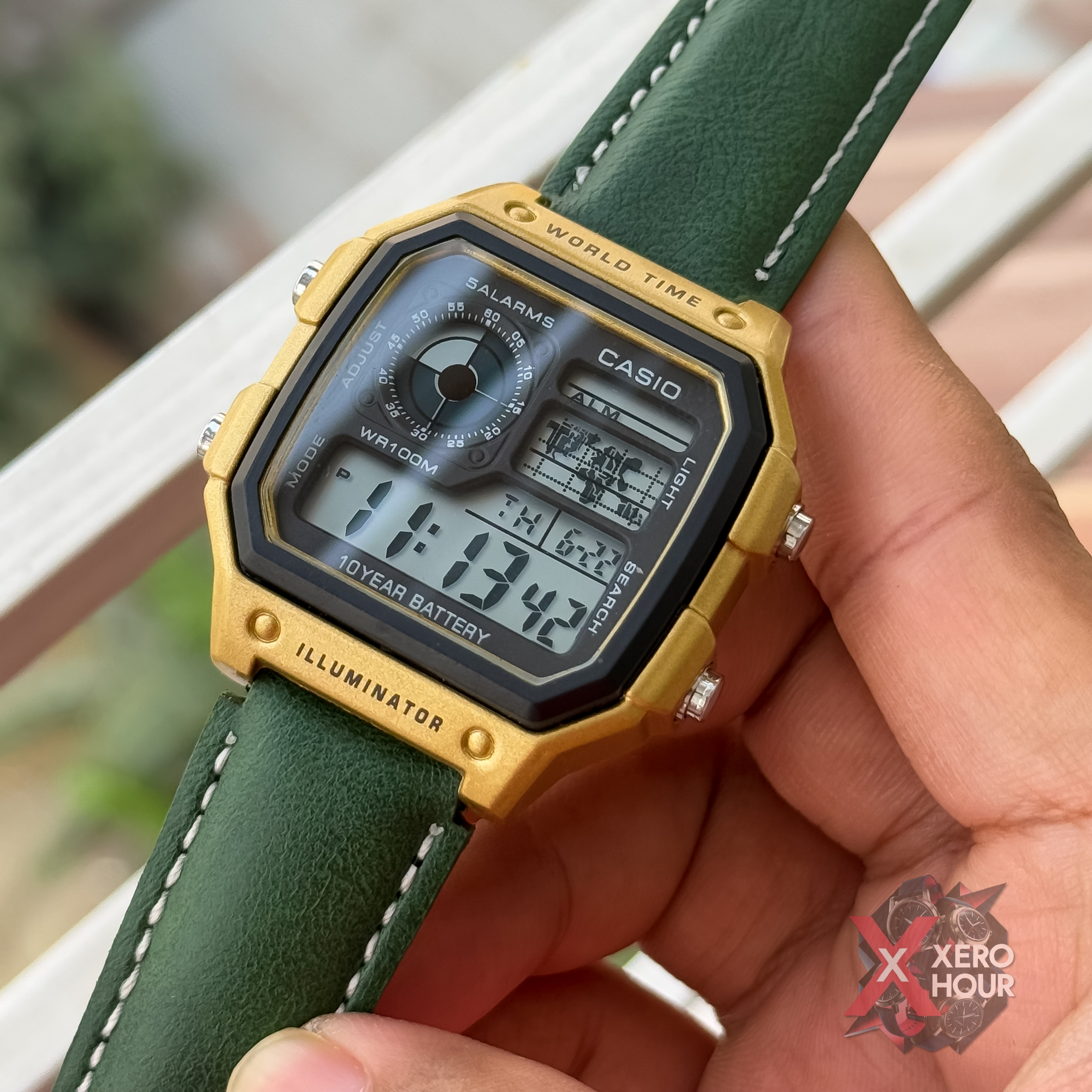Casio AE 1200 | AA Grade | Green Leather belt