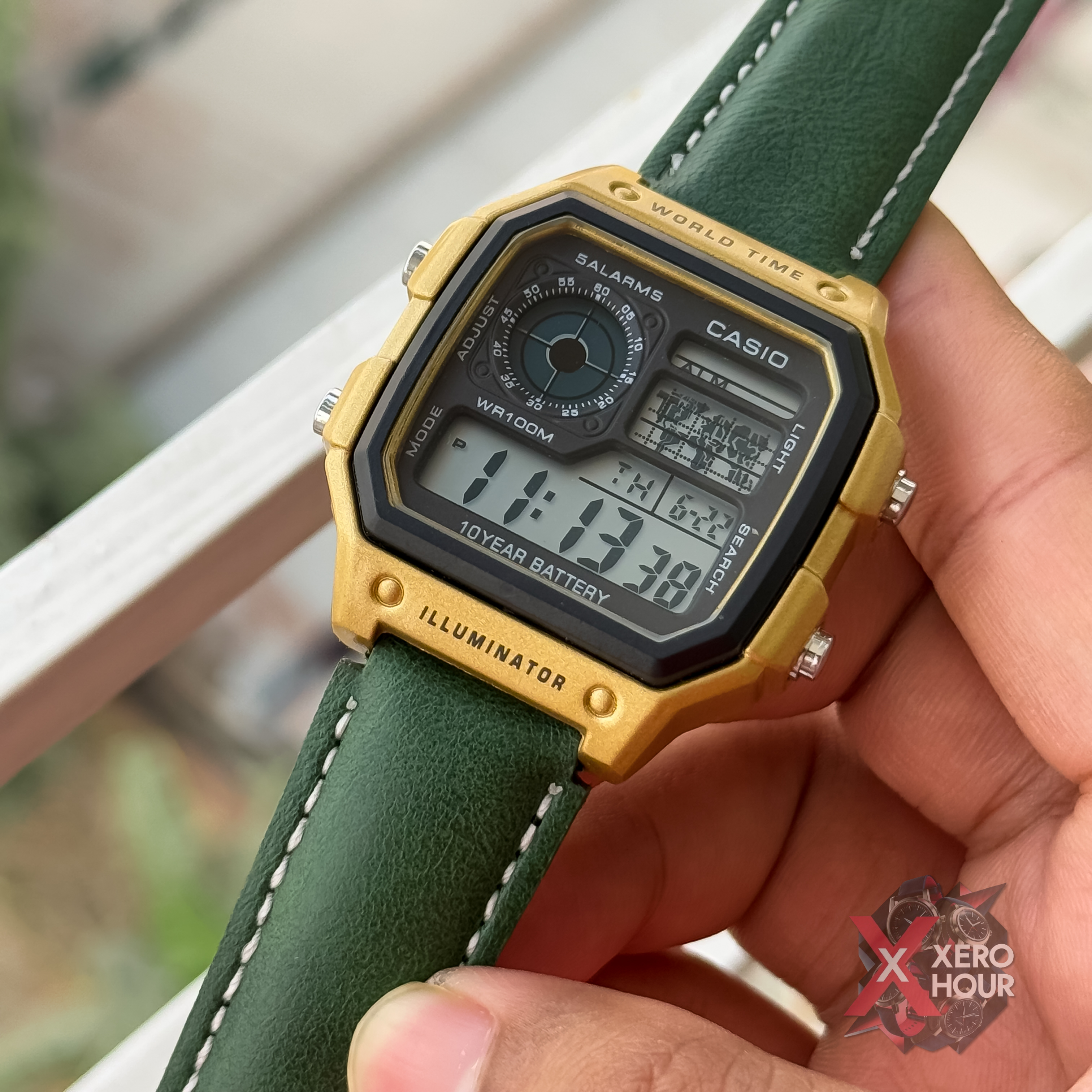 Casio AE 1200 | AA Grade | Green Leather belt_img_3