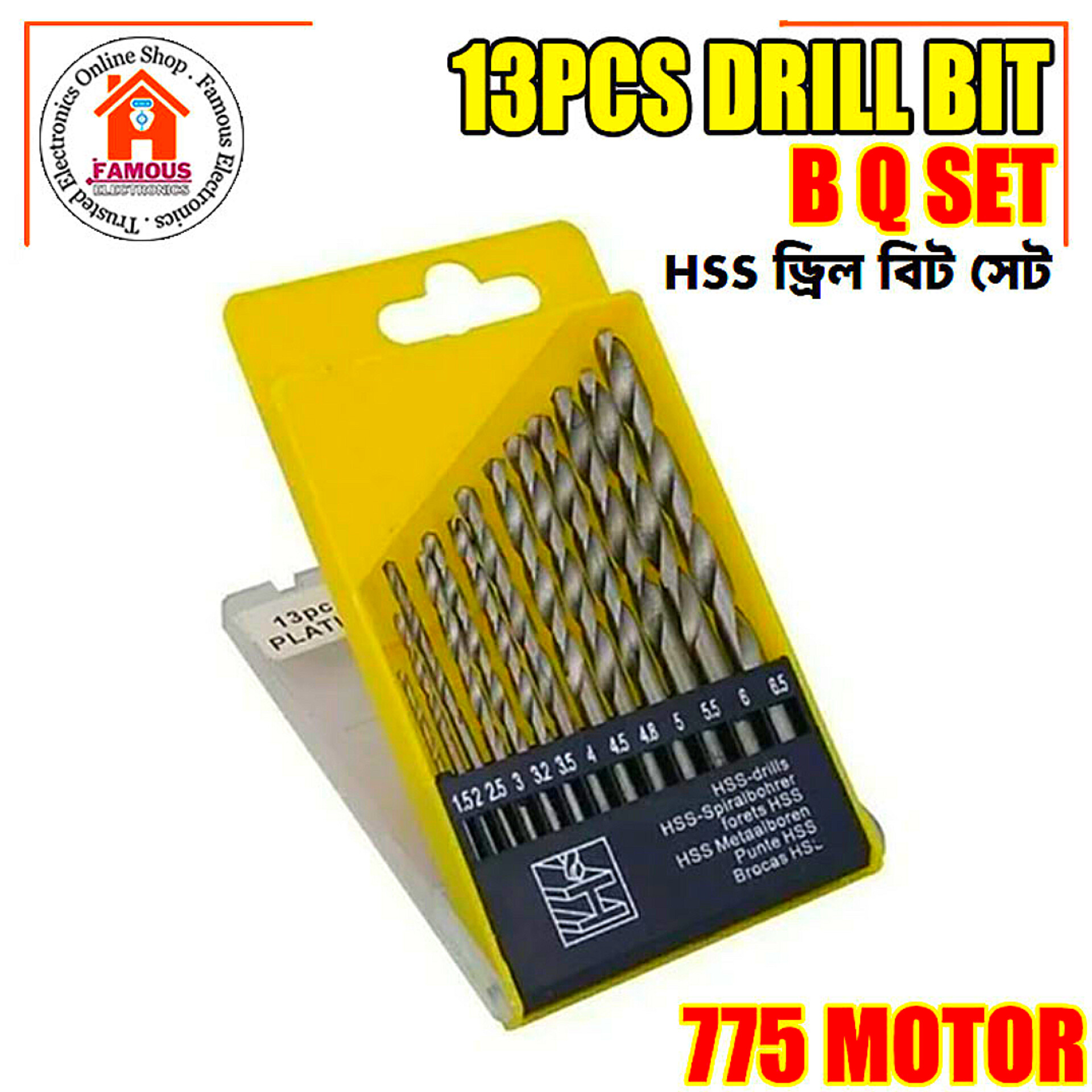 Drill Bit Set 1.5-6.5mm BLACK 13Pcs Set HSS Twist Drill Bit 1/16-1/4 Inch Tool Sets Drill Bit For 775 Motor Wood Work Drill Chuck_img_5
