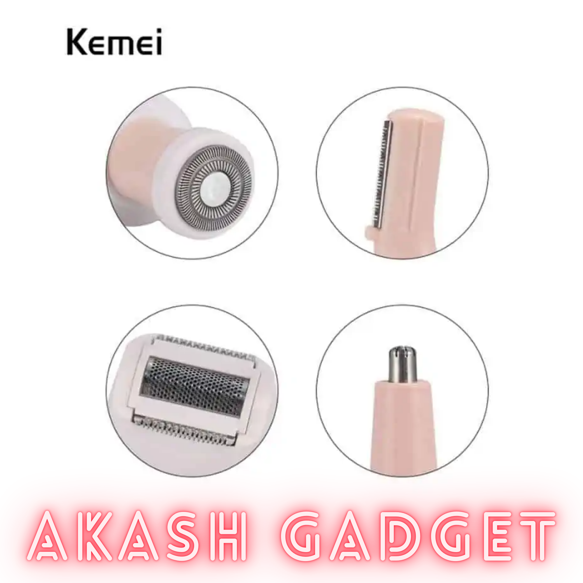 Kemei KM-3024 Multifunctional 4 in 1 Face, Eyebrow, Nose, & Lady Shaver for Women_img_5